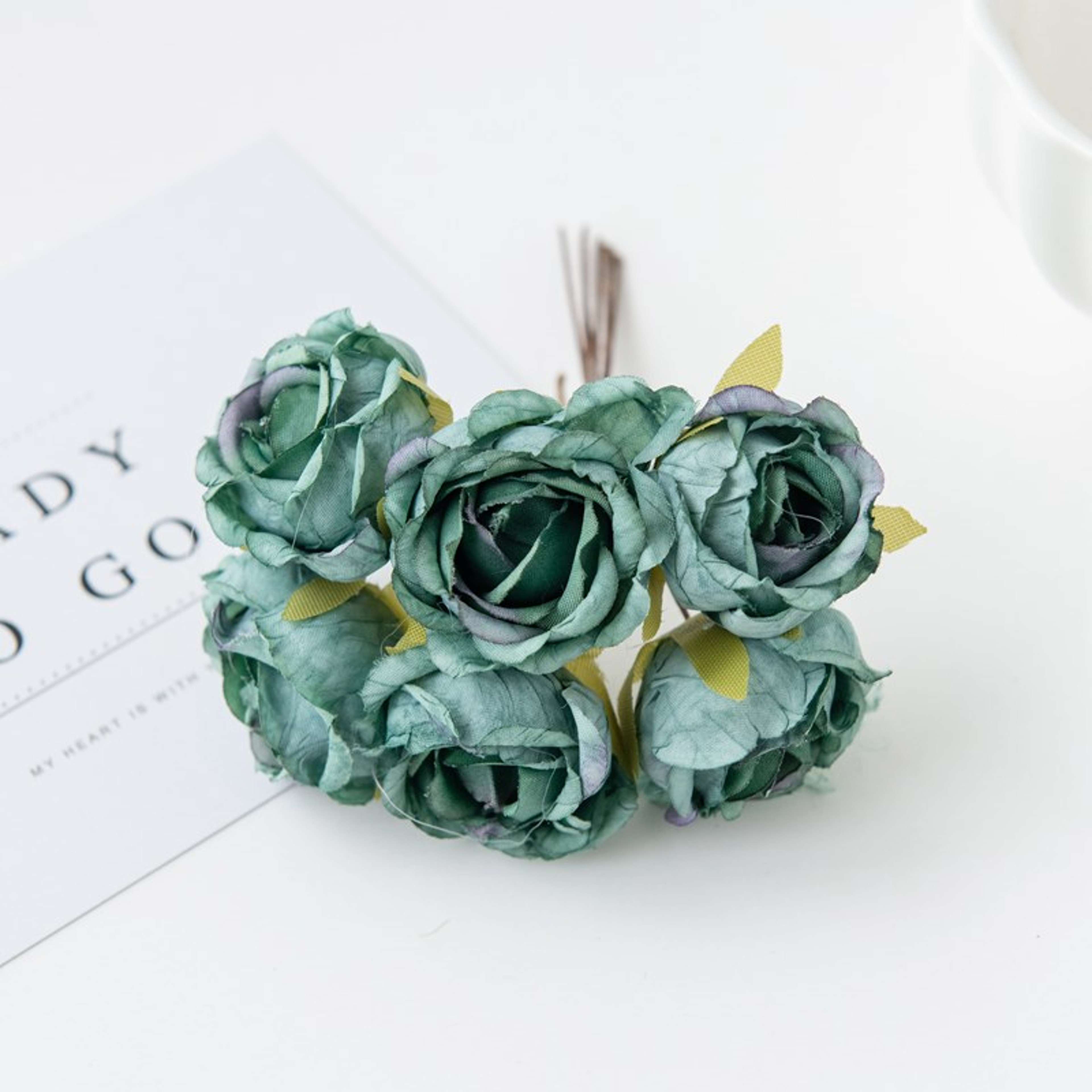 Artificial Flower Silk Tea Rose Wedding Bouquet Wreath, Scrapbooking for Home, Valentine Decoration, Holiday Accessories – view 12
