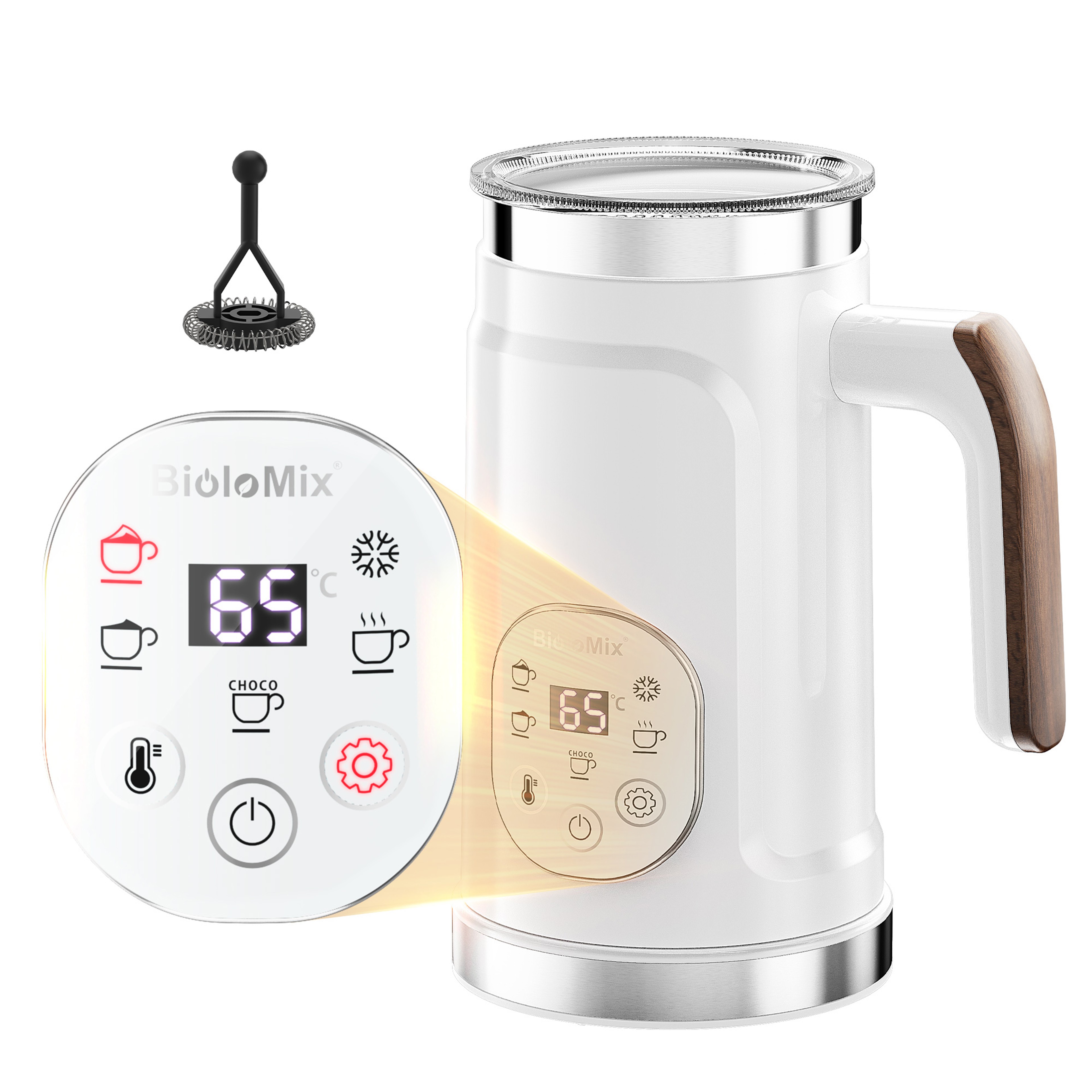 Milk Frother With Upgraded LED Display Touch Screen Hot And Cold Foam Maker Milk Warmer For Coffee  0