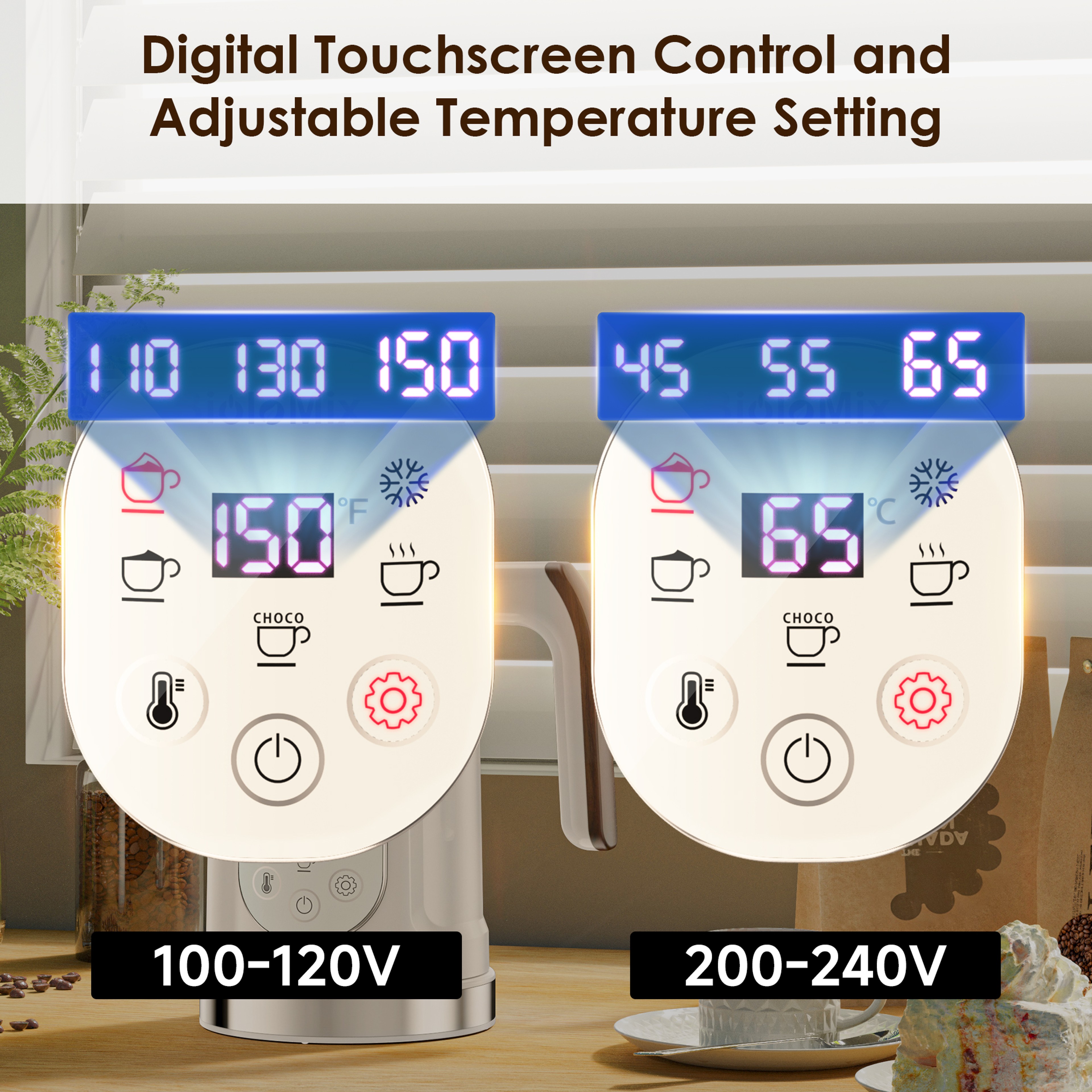Milk Frother With Upgraded LED Display Touch Screen Hot And Cold Foam Maker Milk Warmer For Coffee  1