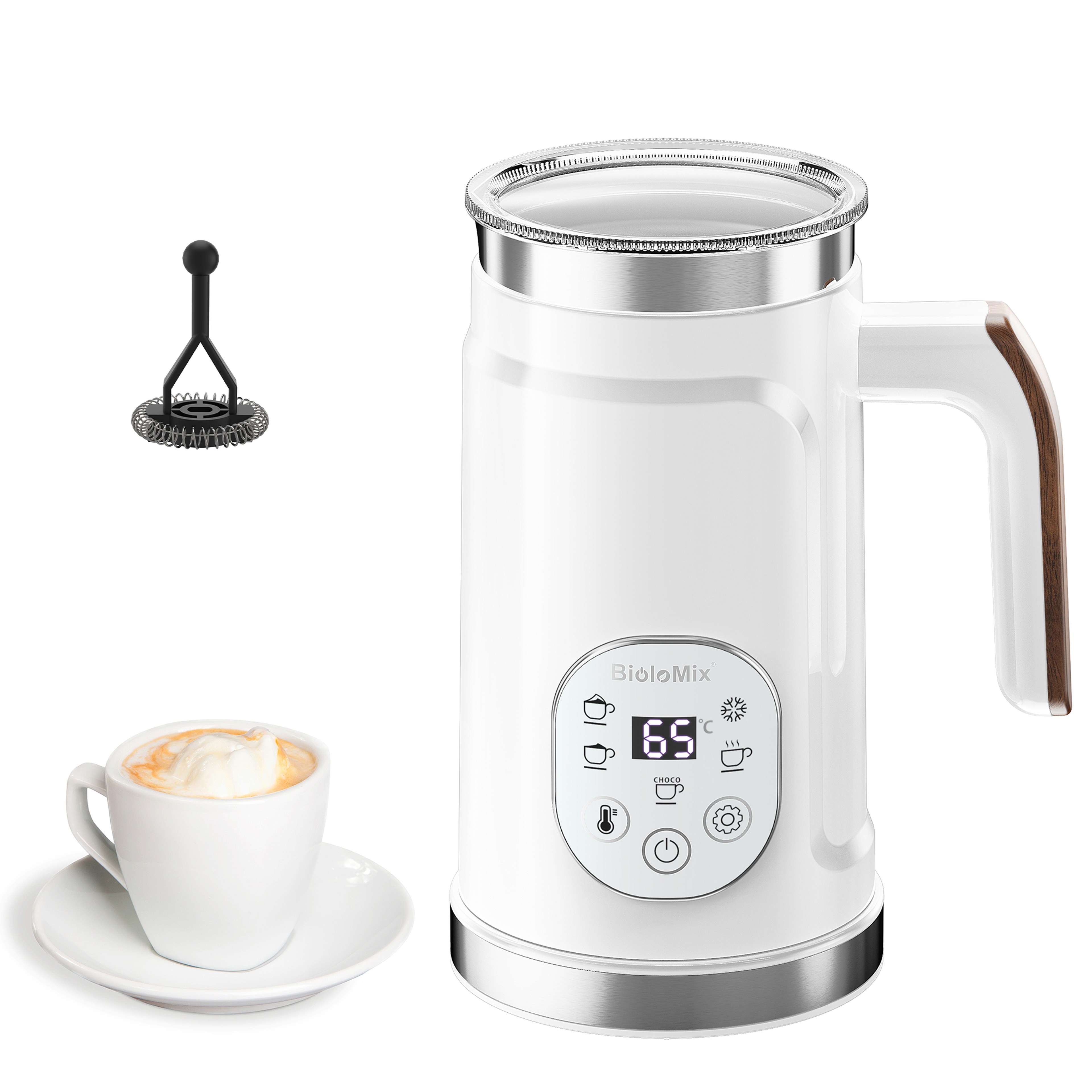 Milk Frother With Upgraded LED Display Touch Screen Hot And Cold Foam Maker Milk Warmer For Coffee  6