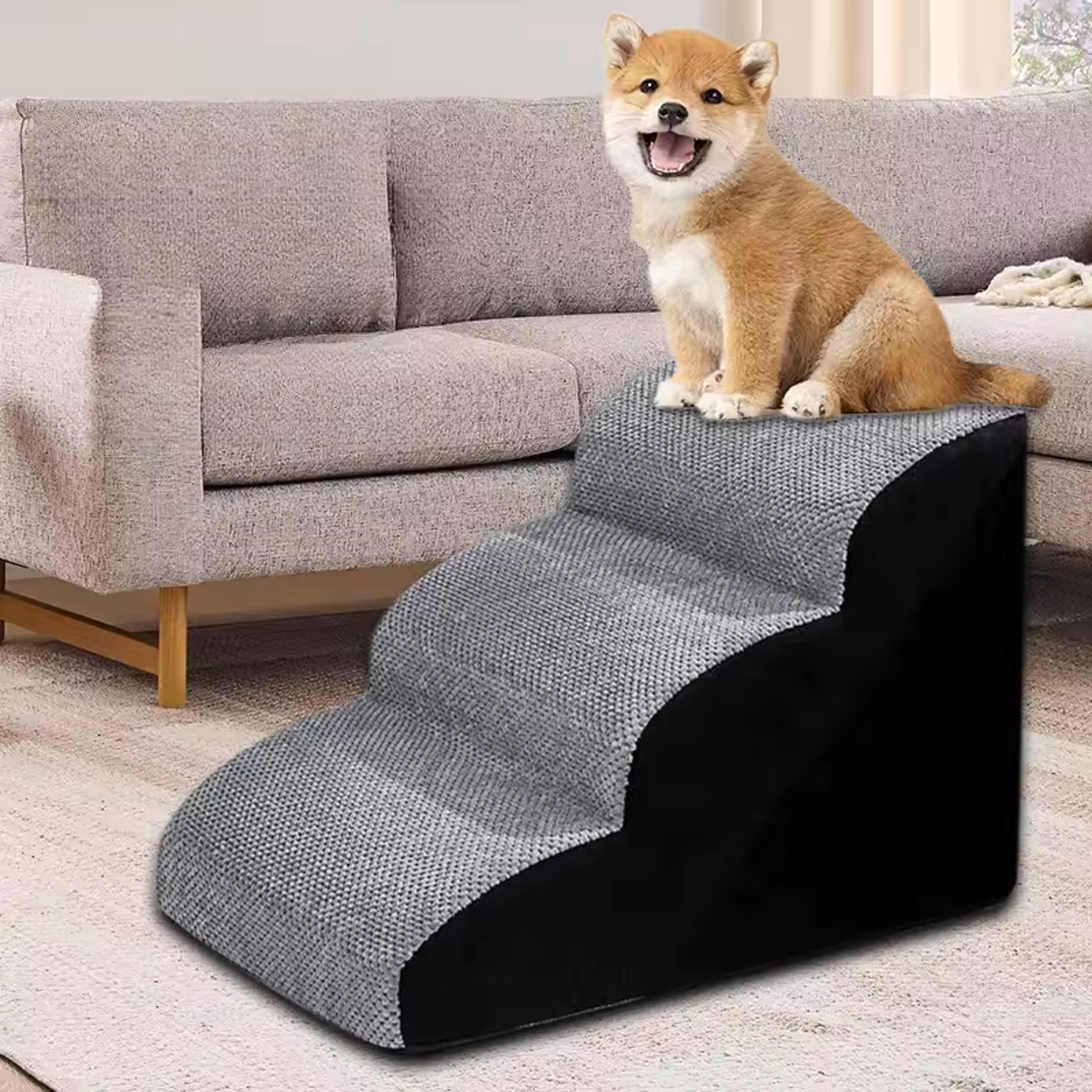 Washable Non Slip Memory Foam Dog Ramp  Pet Stairs For Easy Access 1