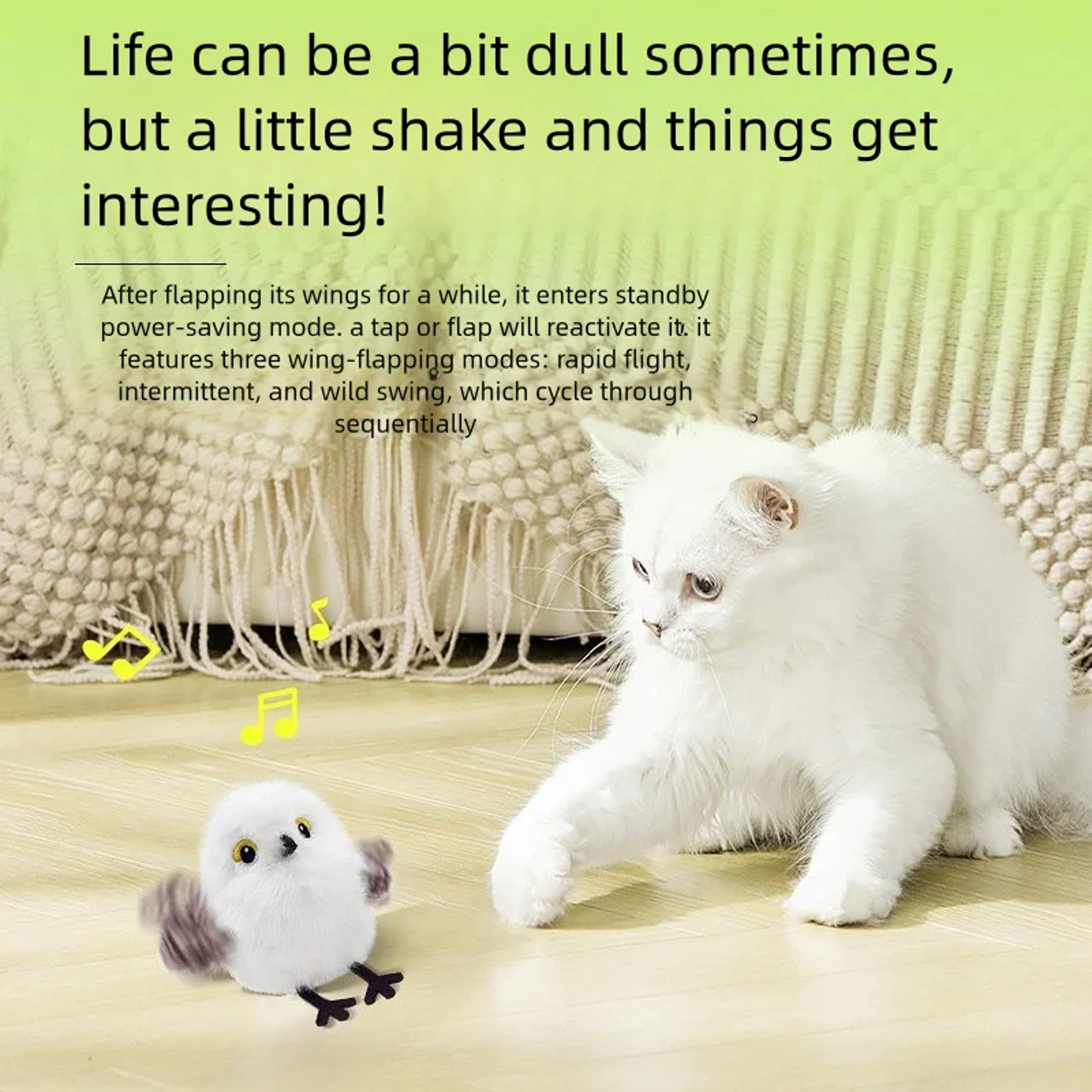 Interactive Flapping Bird Cat Toy Rechargeable Chirping Plush For Indoor Cats 2