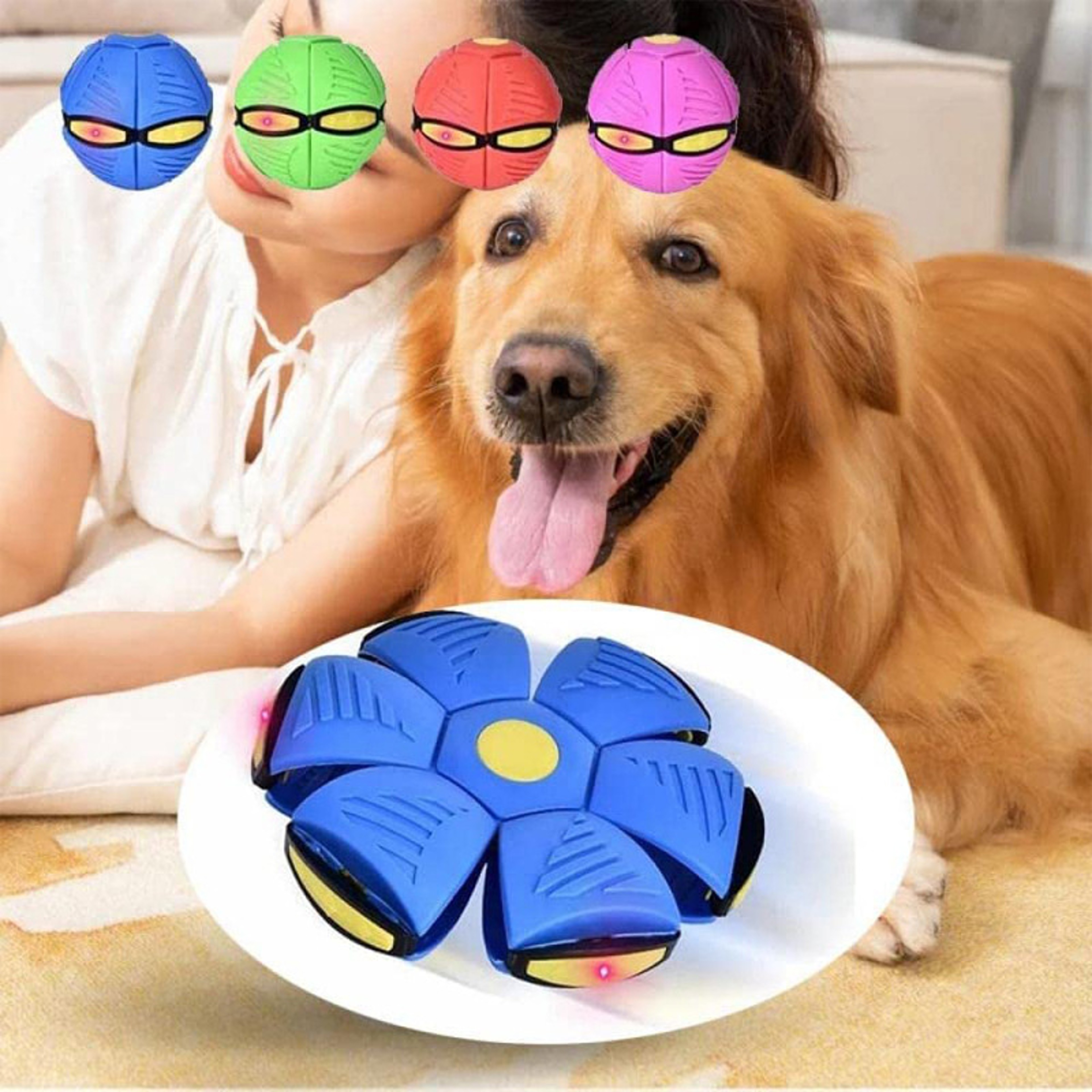 Interactive Flying Disc Ball Dog Toy With LED For Outdoor Fetch 1