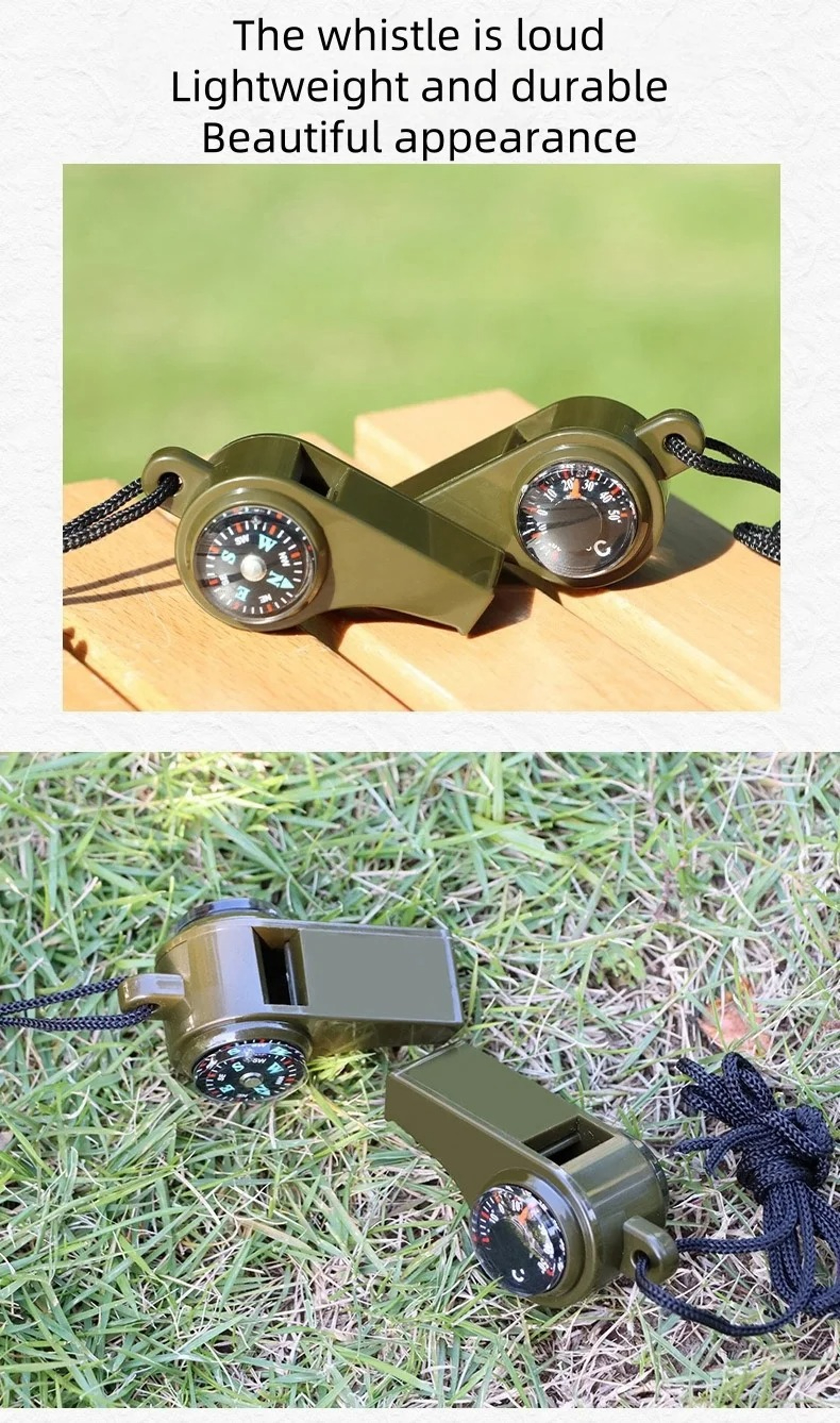 Survival Whistle With Compass And Thermometer For Camping Hiking Emergency Kits 3