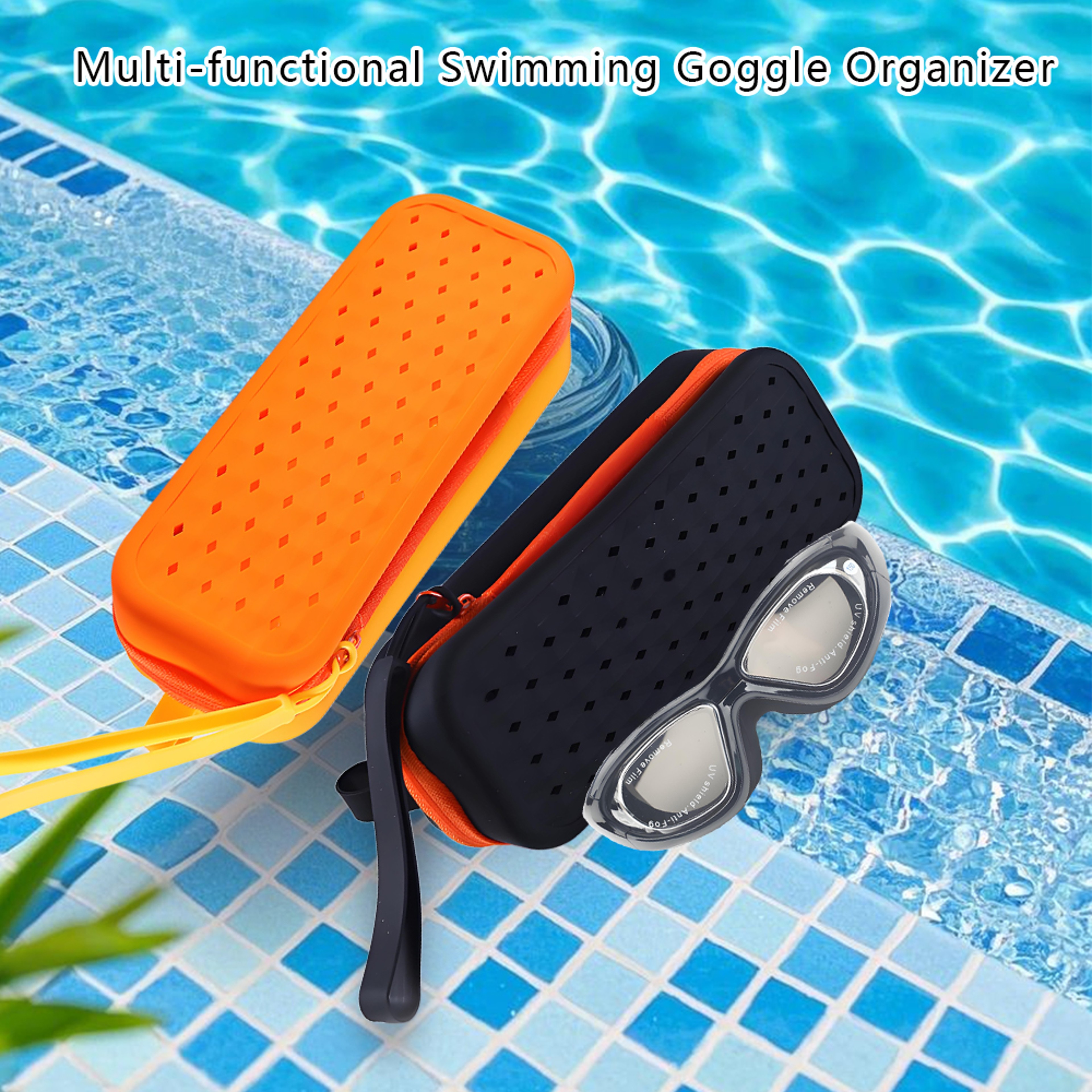 Large Capacity Swim Goggle Case Silicone Protective Storage Bag 0