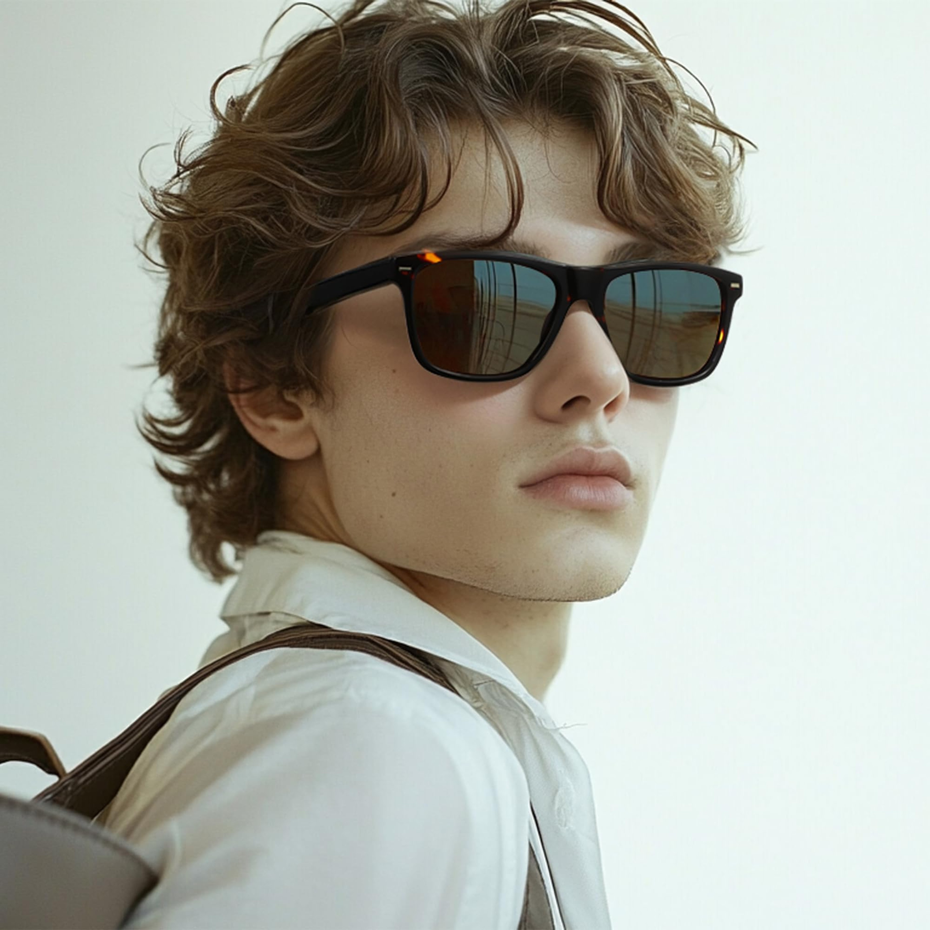 Retro Square Polarized Sunglasses For Men Lightweight Driving Shades 0