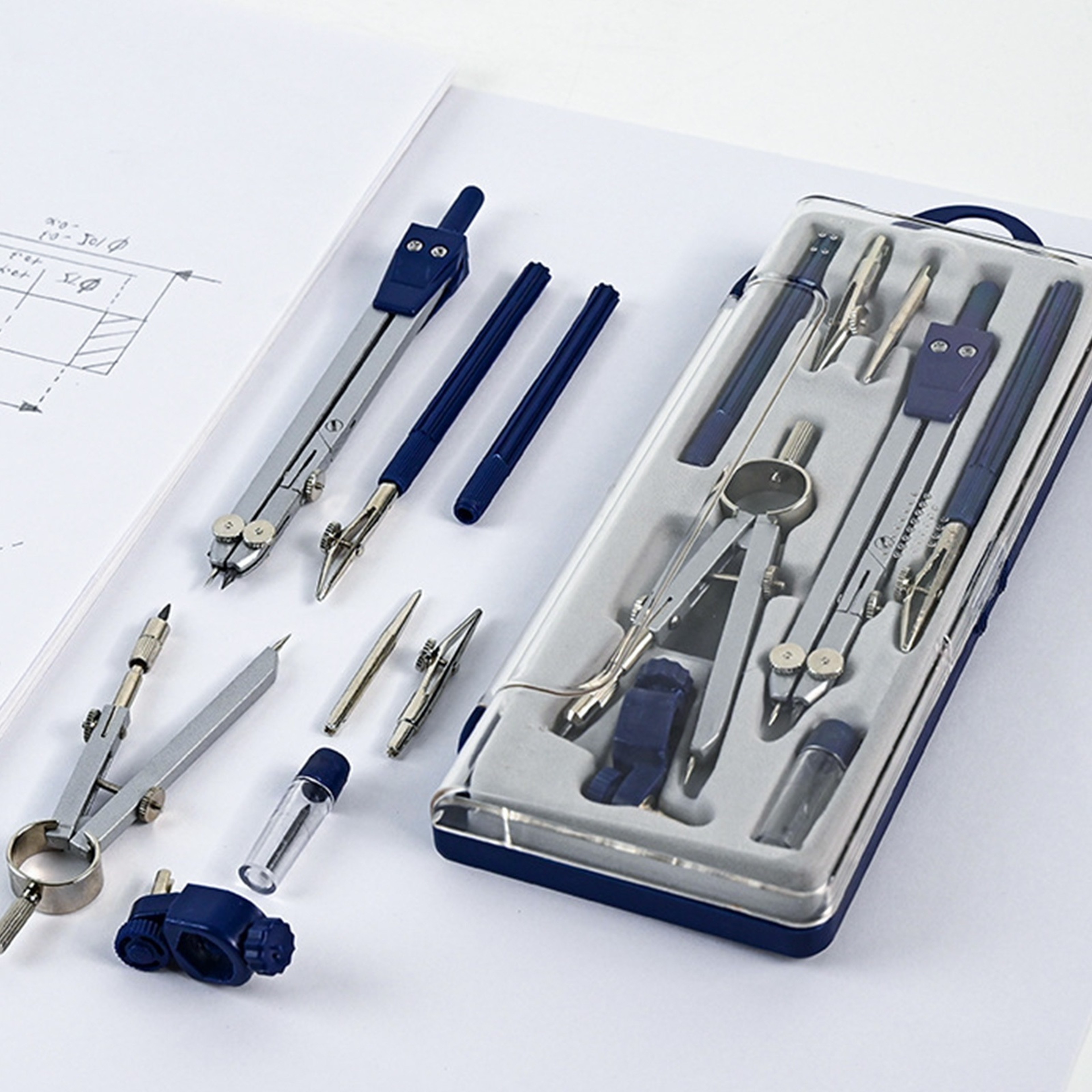 Precision Geometry Compass Set Professional Math Drafting Kit with Metal Tools – view 4