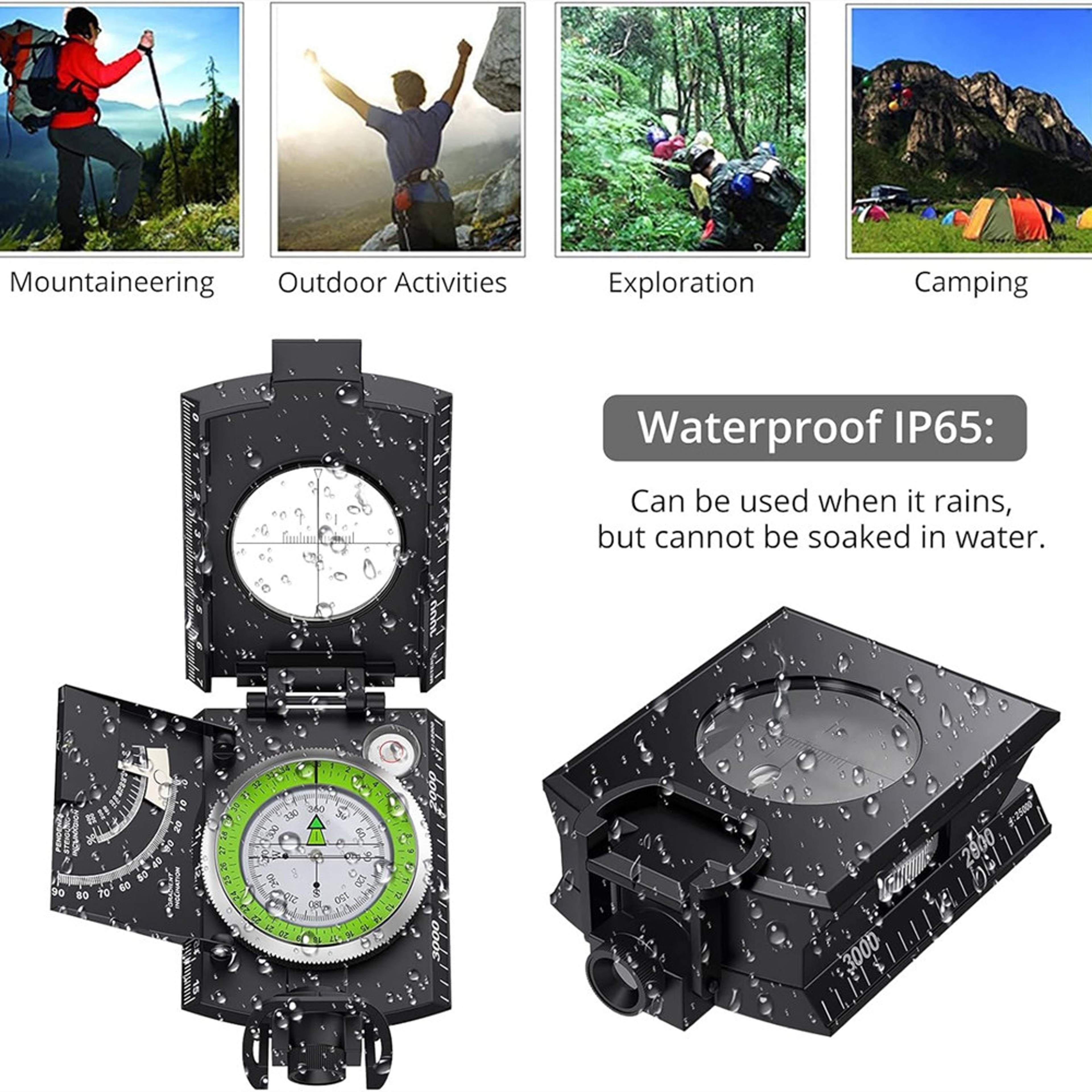 Waterproof Hiking Compass With Clinometer Pocket Survival Navigation Tool 4