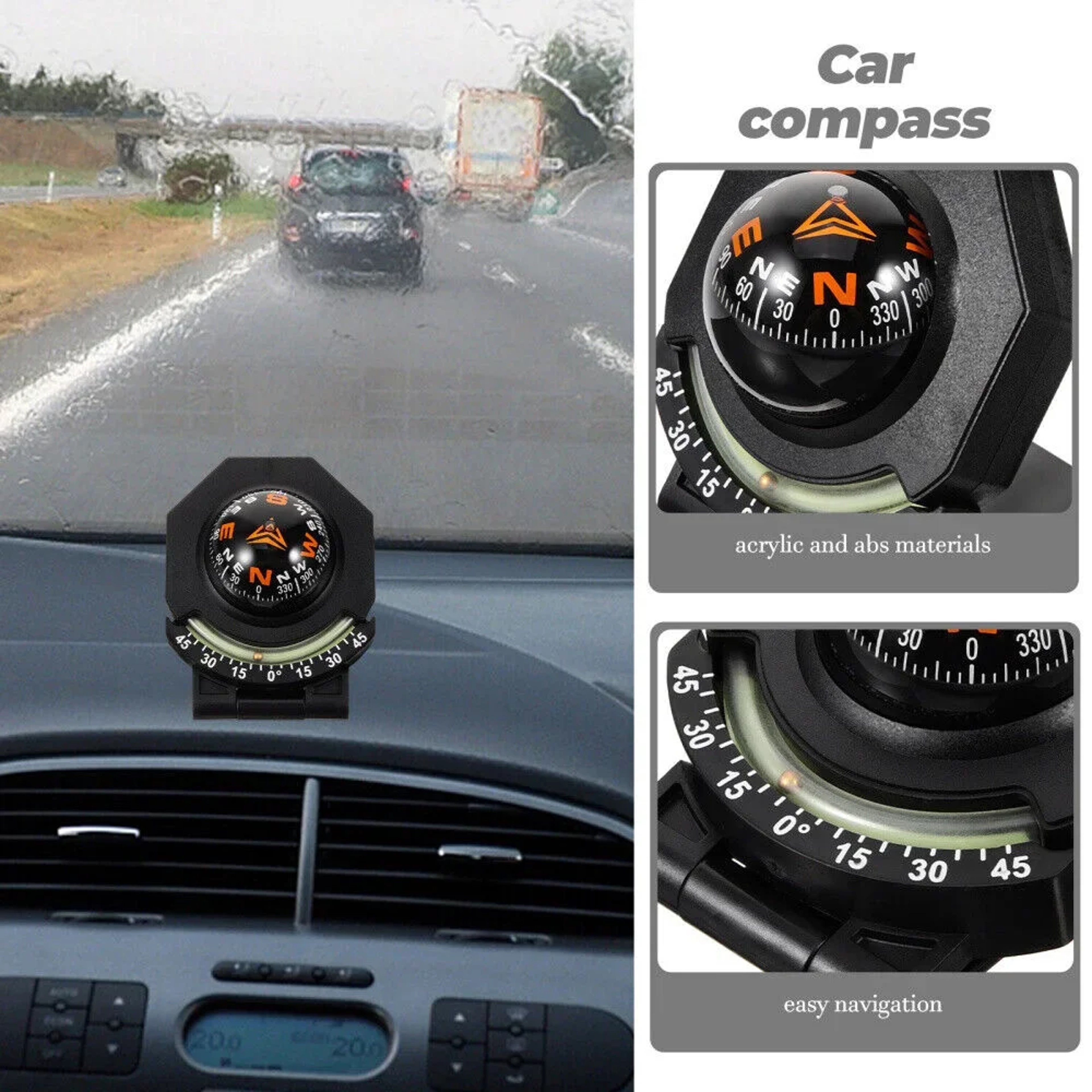 Car Compass with Inclinometer Foldable Dashboard Compass for Off Road Navigation – view 3