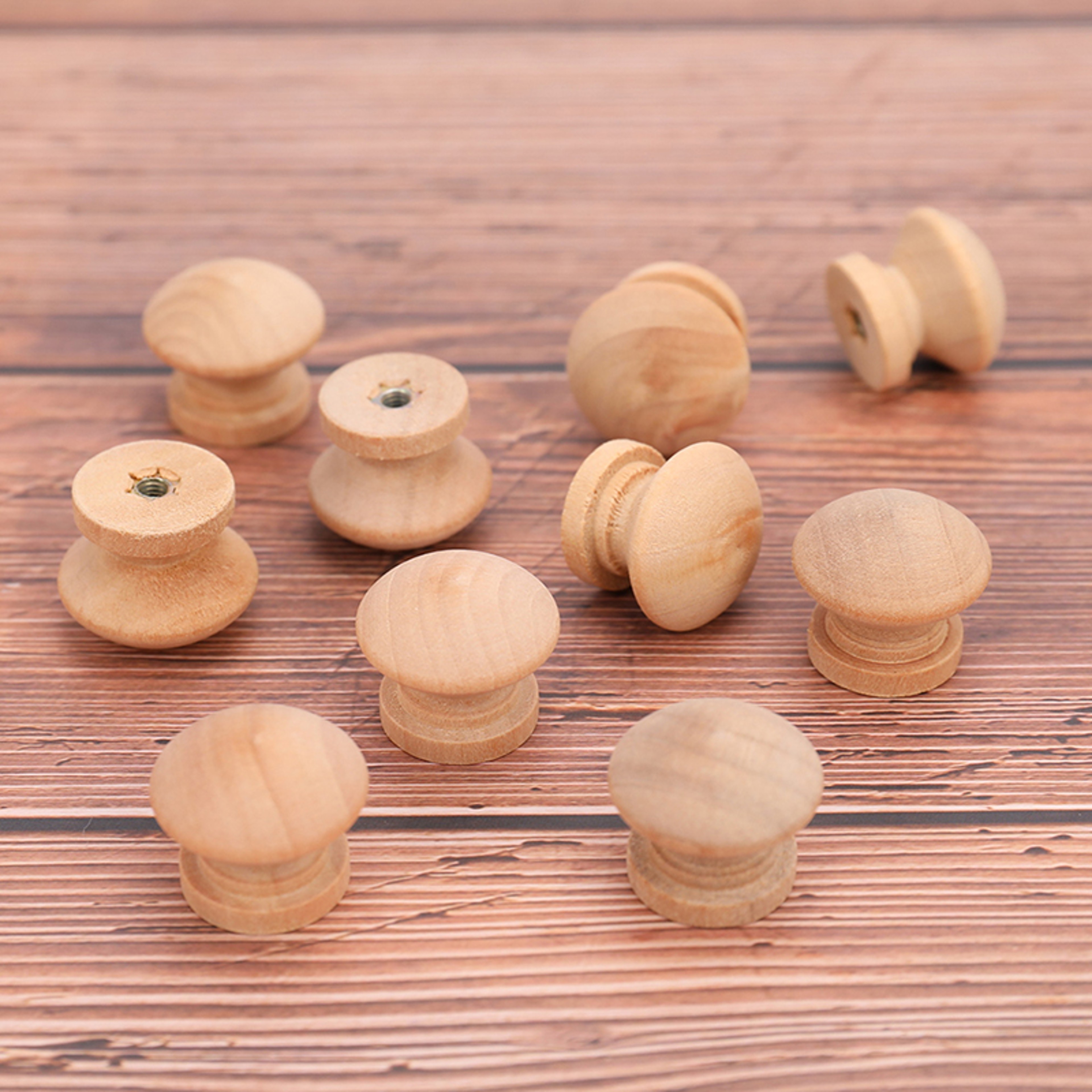 Wood Cabinet Knobs Natural Round Drawer Pulls for Cabinets, Dressers and Wardrobes – view 2