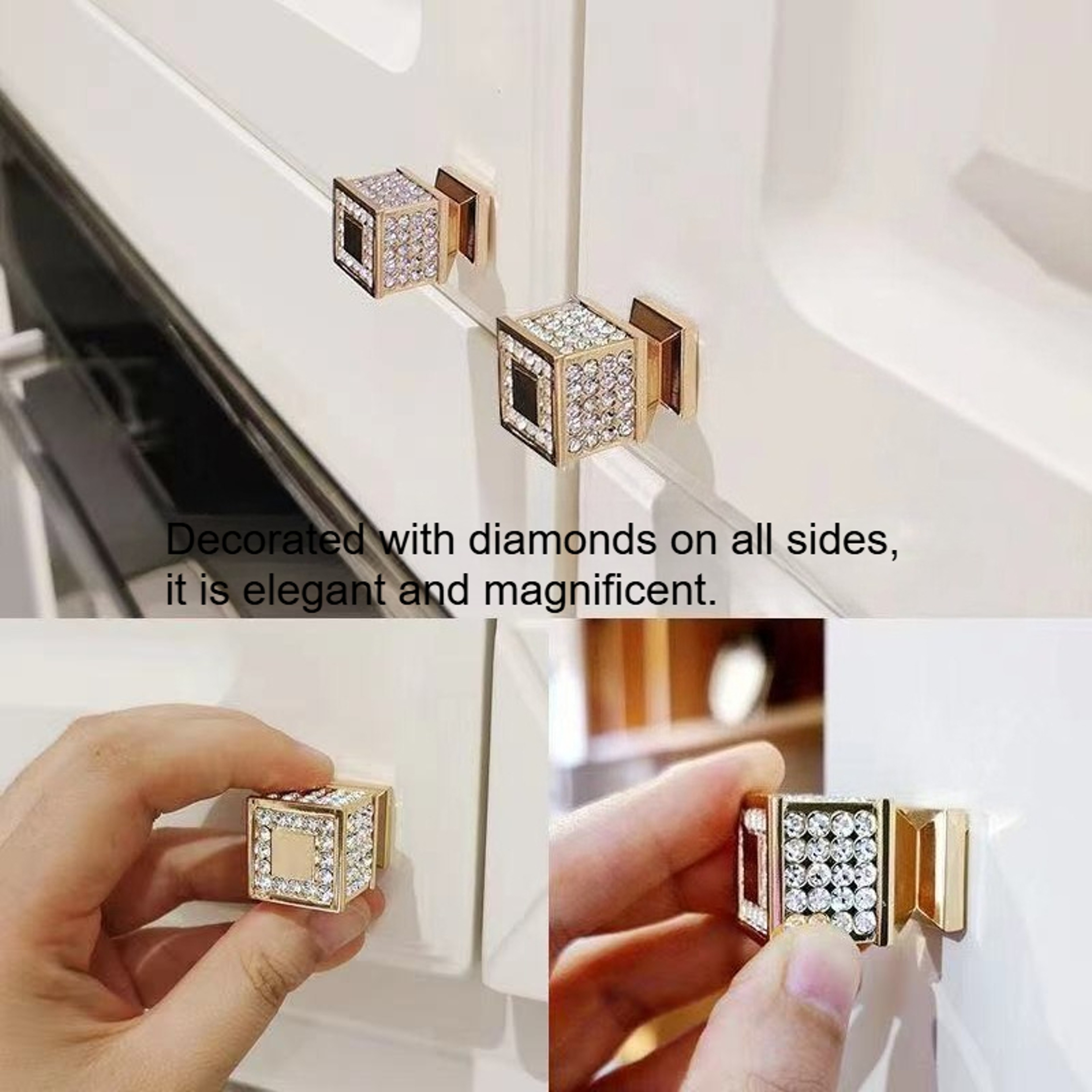 Luxury Crystal Cabinet Knob Single Hole Diamond Drawer Pull For Wardrobe And Cabinet Doors 1