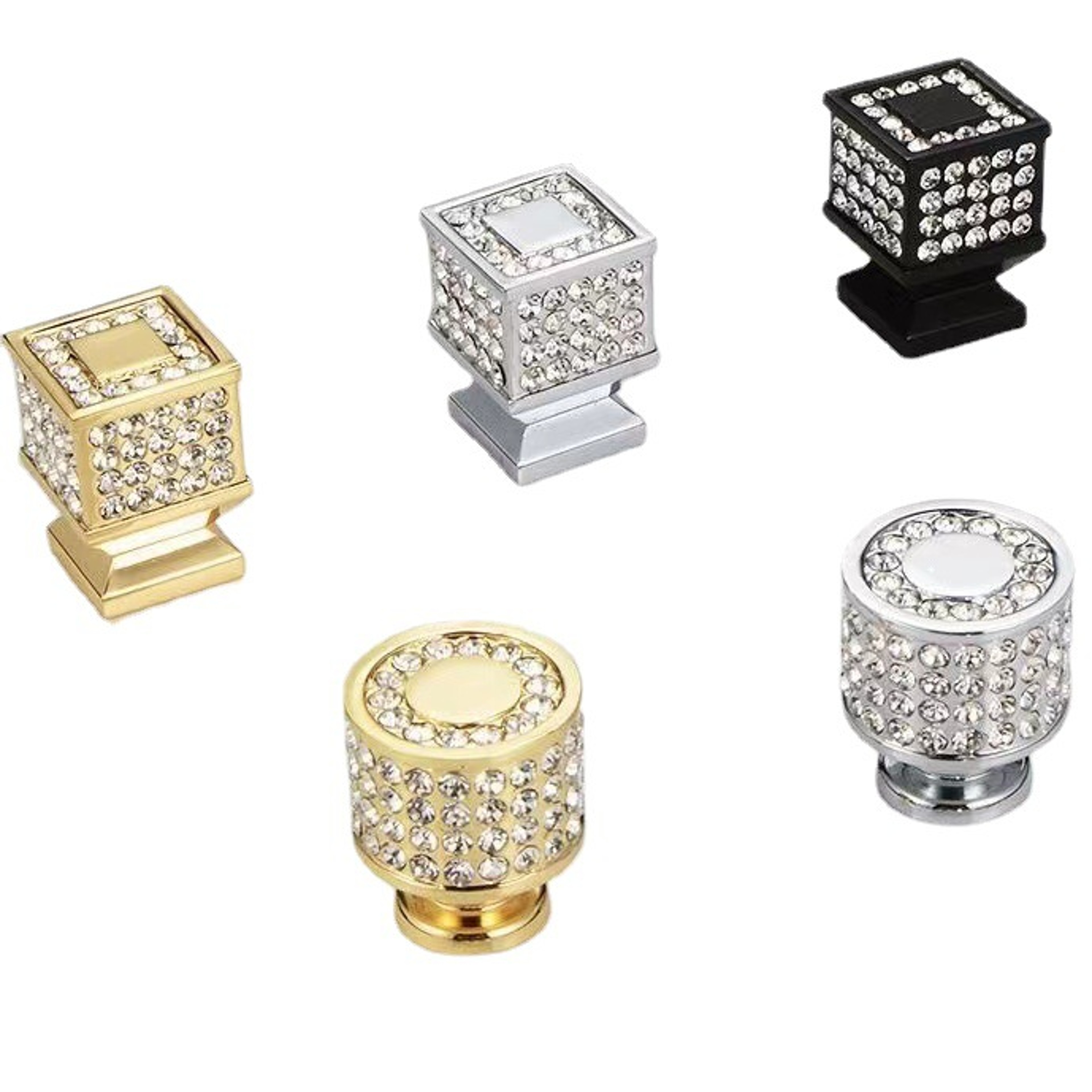 Luxury Crystal Cabinet Knob Single Hole Diamond Drawer Pull For Wardrobe And Cabinet Doors 4