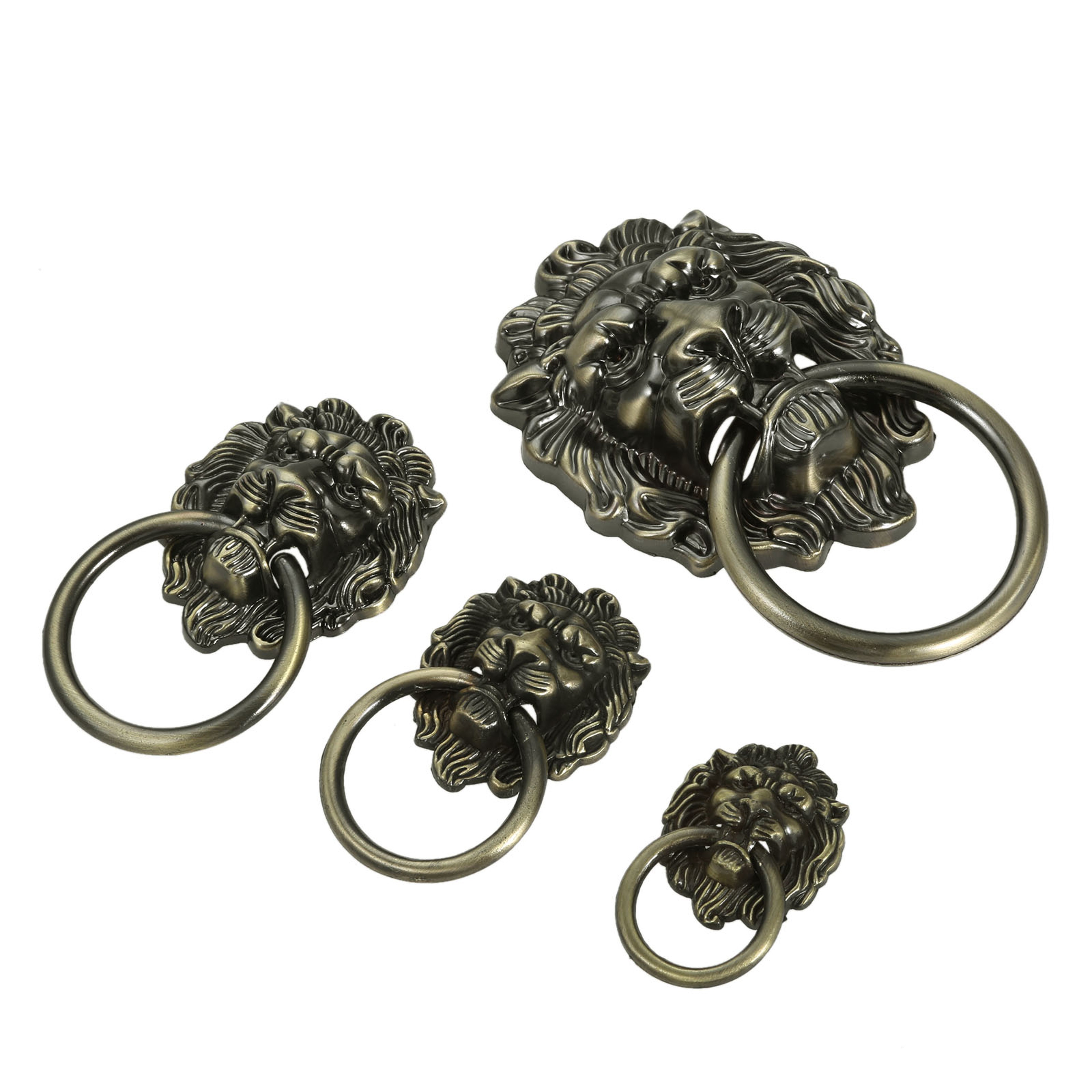 Vintage Lion Head Ring Pull Antique Bronze Cabinet Handle 5