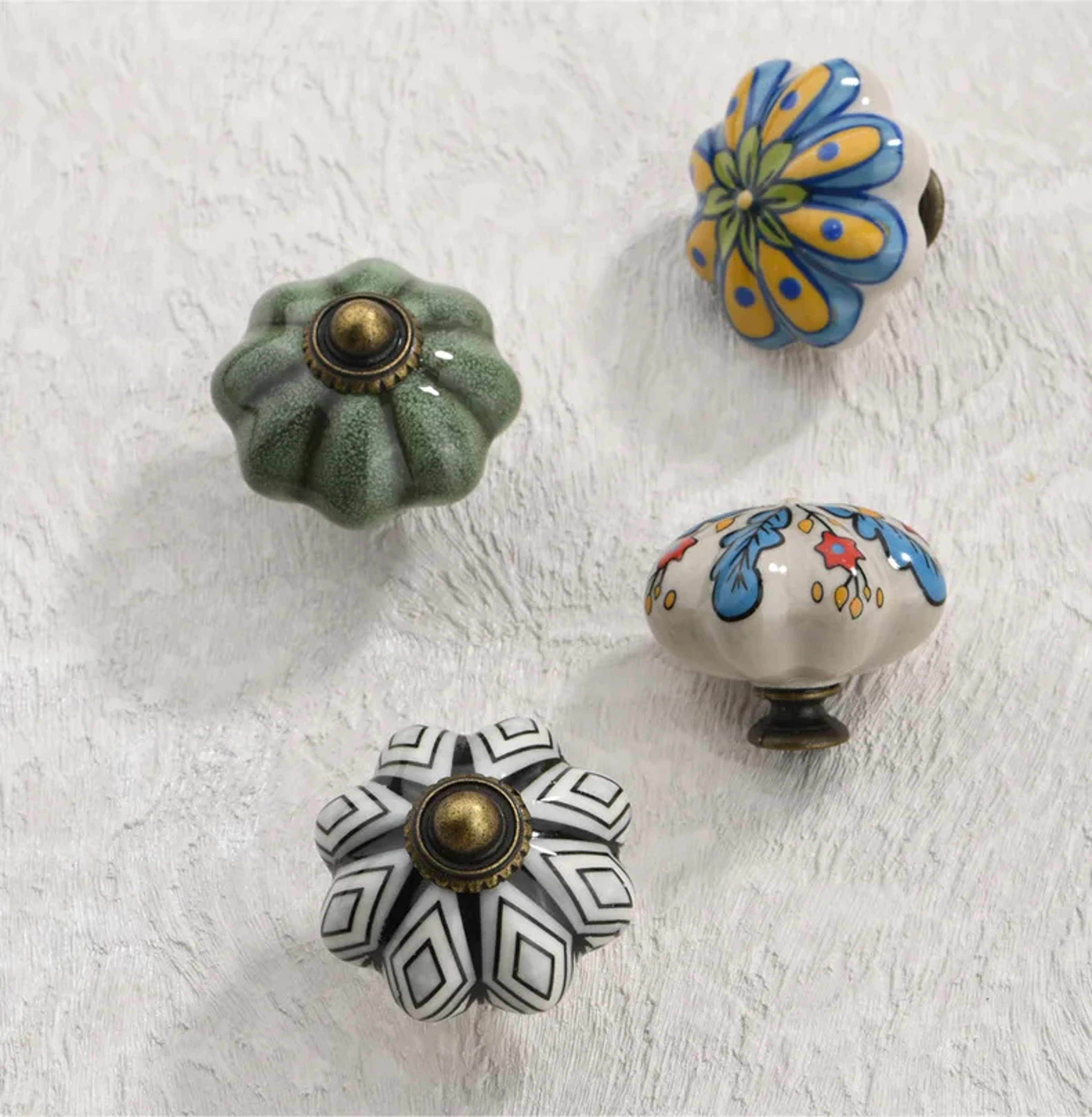 Vintage Ceramic Cabinet Knob Single Hole Round Drawer Handle 4