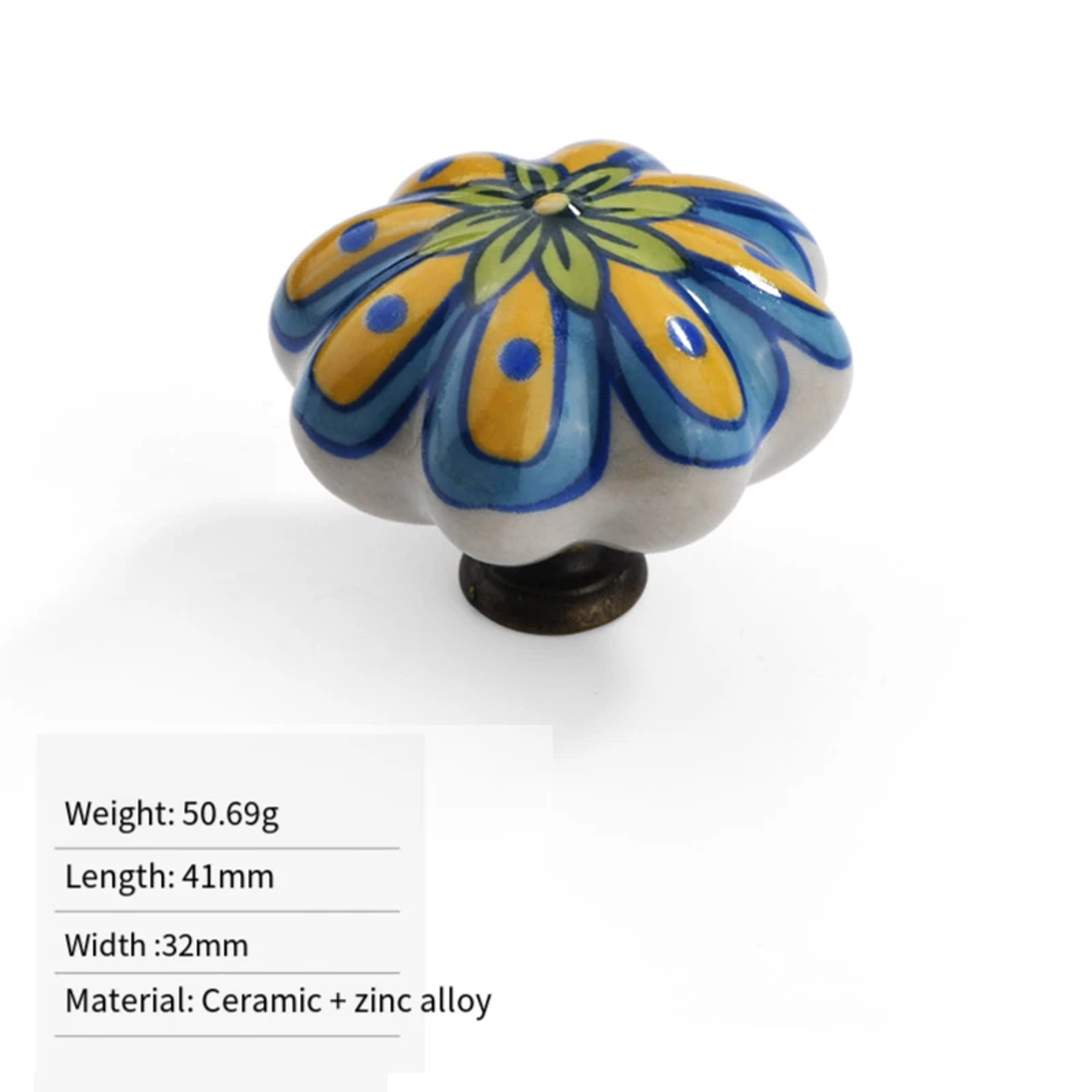 Vintage Ceramic Cabinet Knob Single Hole Round Drawer Handle 9