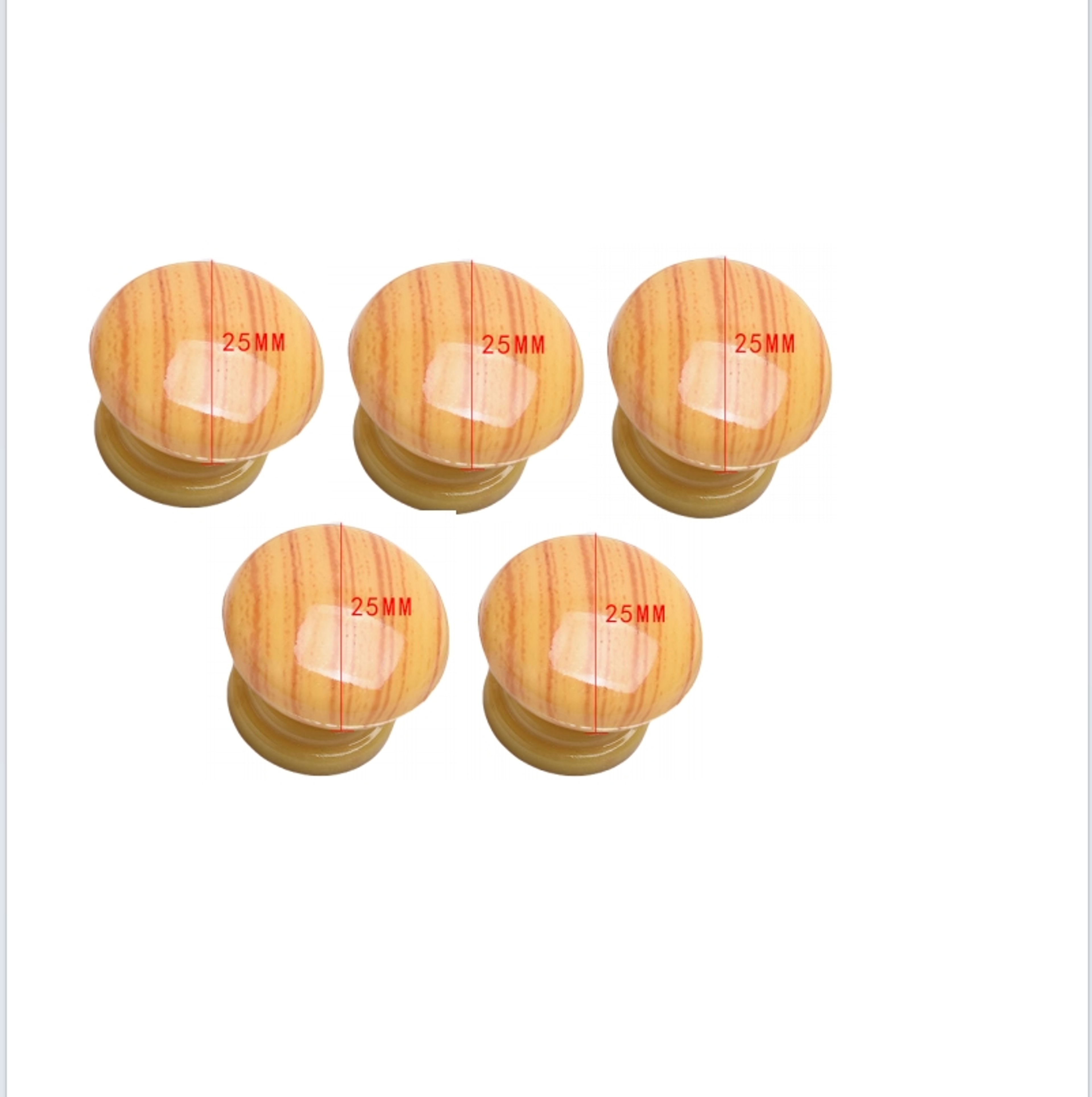 Modern Wood Grain Cabinet Knobs Pack Round Single Hole Drawer Pulls 9