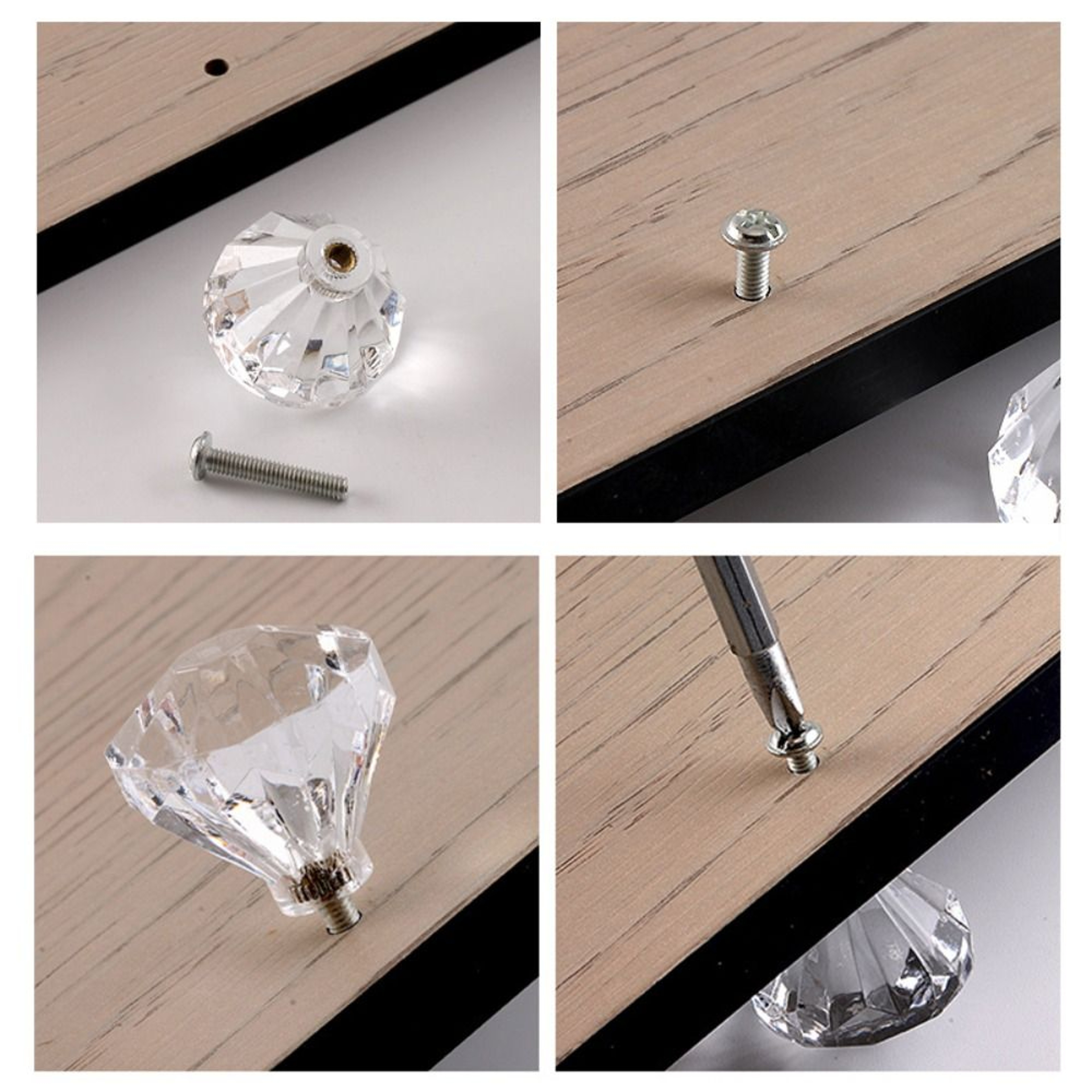 Clear Crystal Cabinet Knob Single Hole Acrylic Drawer Pull For Dresser Kitchen Cabinet 2
