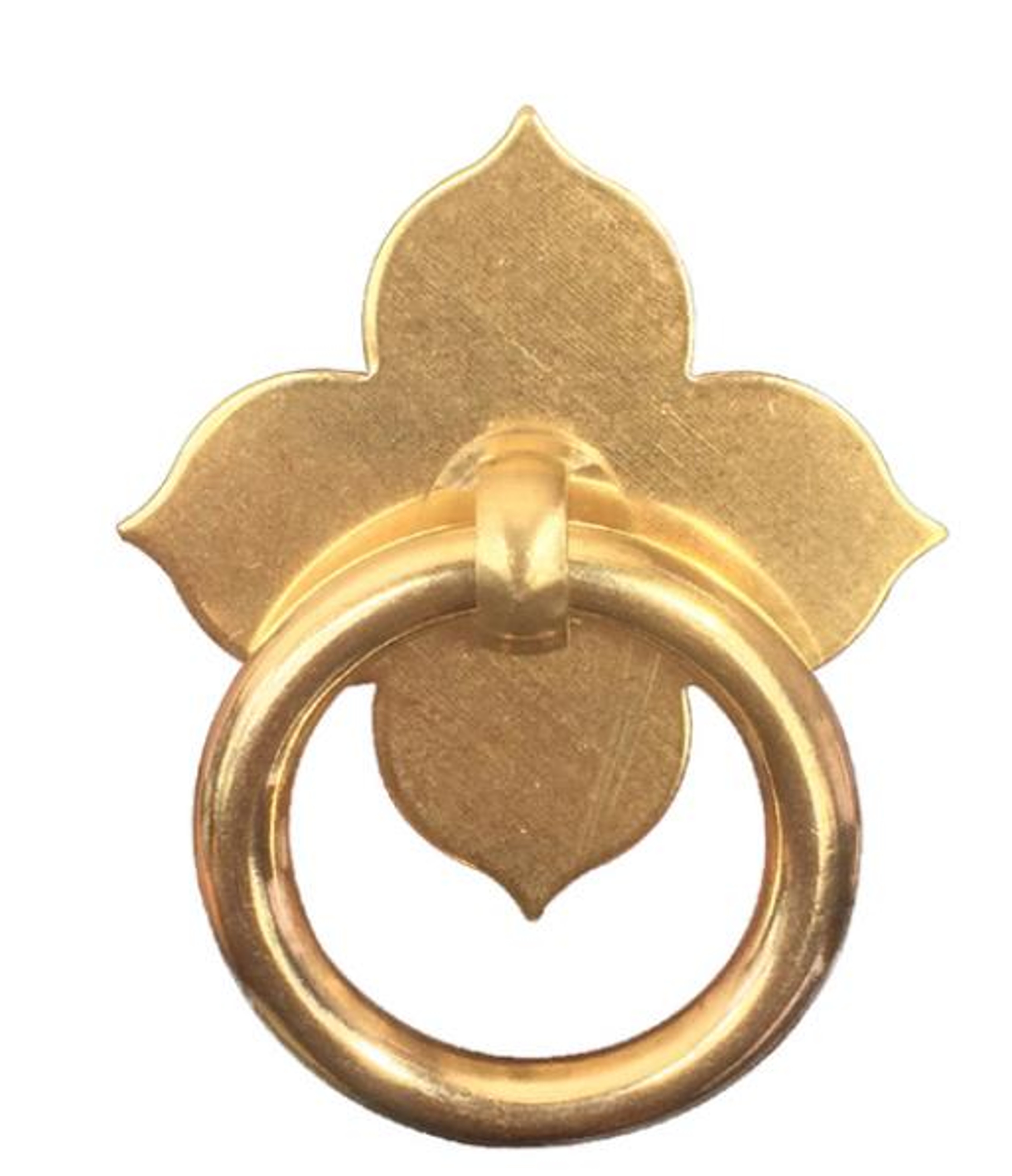 Antique Brass Leaf Cabinet Handle Vintage Drawer Pull Knob – view 6