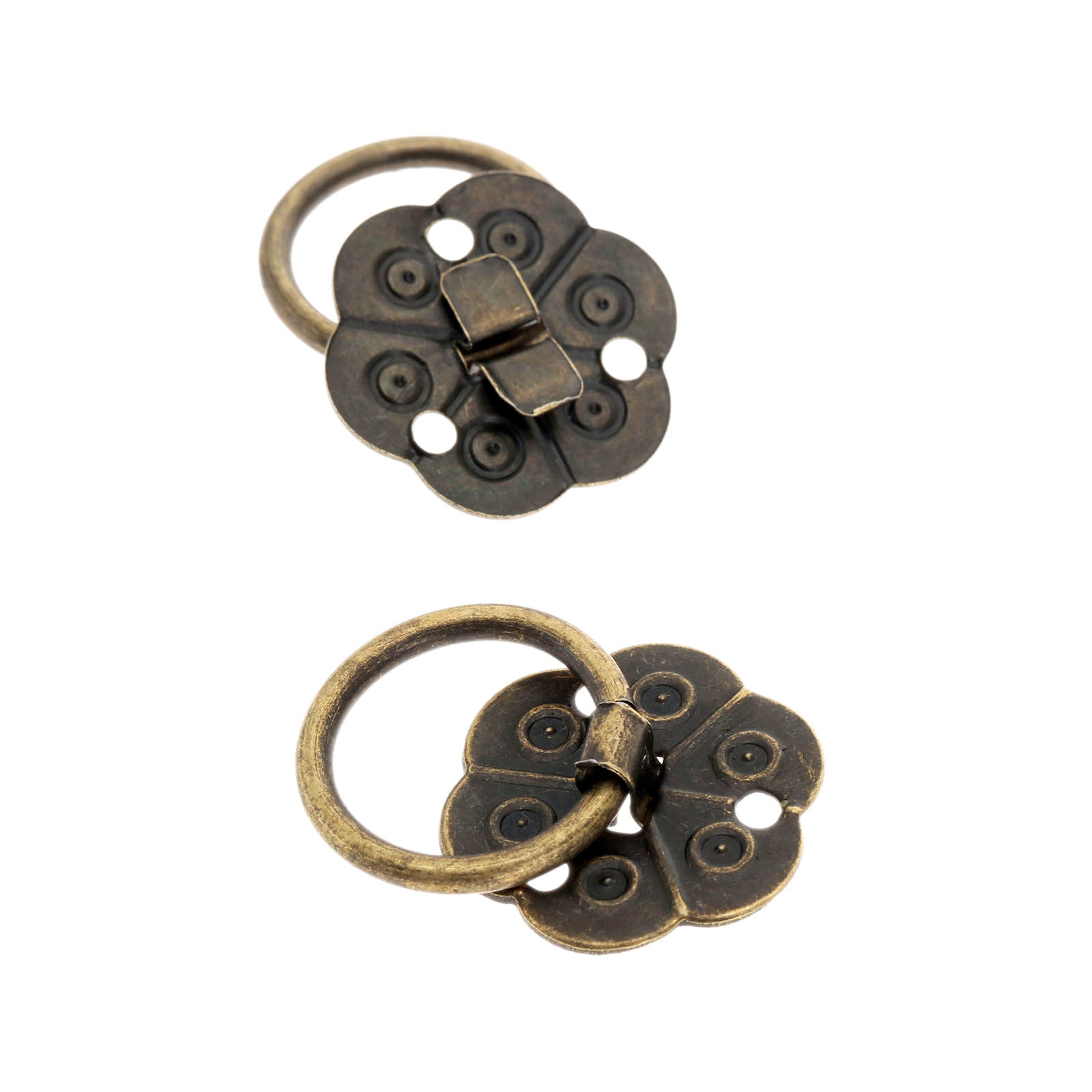 Antique Brass Drawer Ring Pull Set with Screws for Cabinets Dressers and Wooden Boxes – view 4