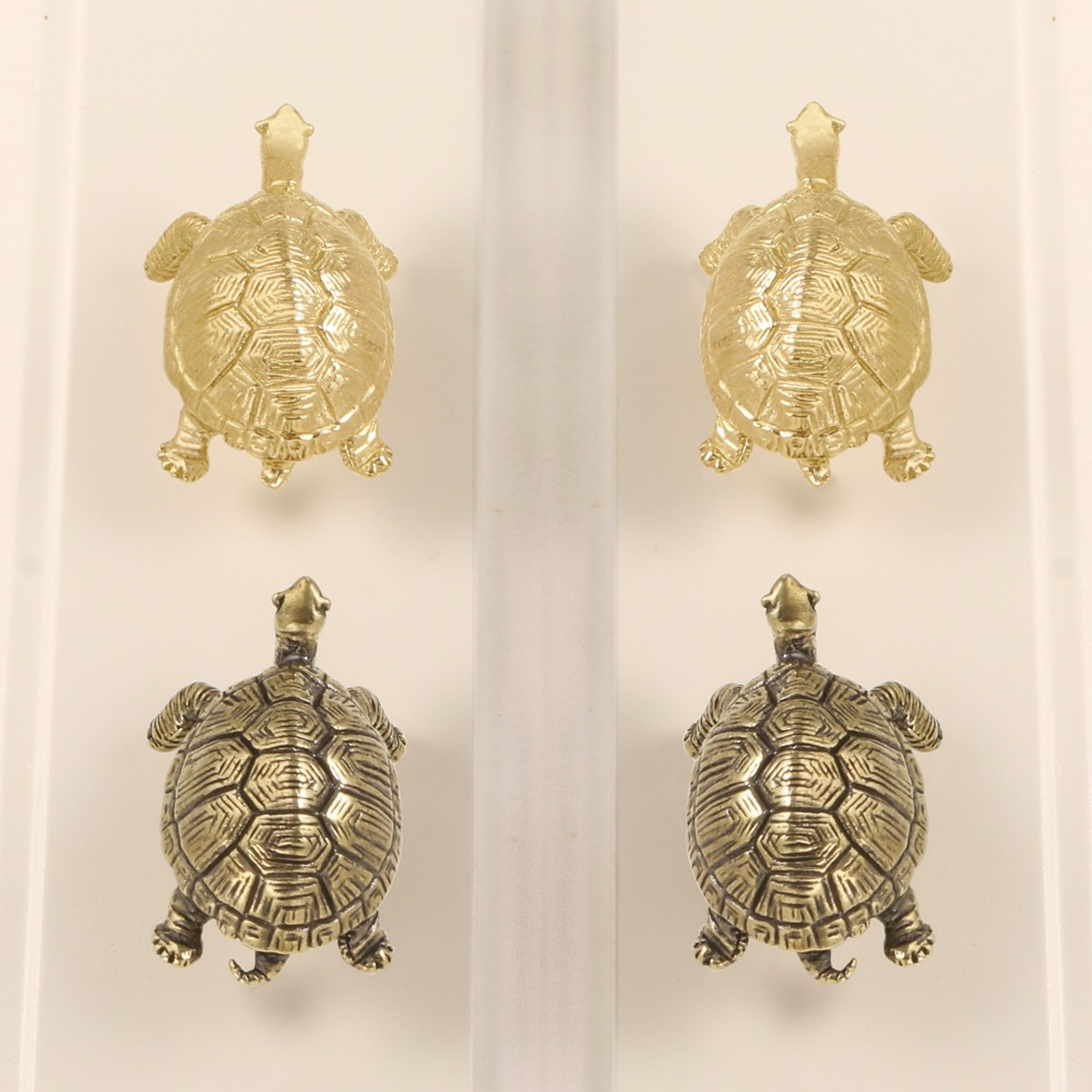 Vintage Turtle Cabinet Knob Brass Gold Drawer Pull – view 3