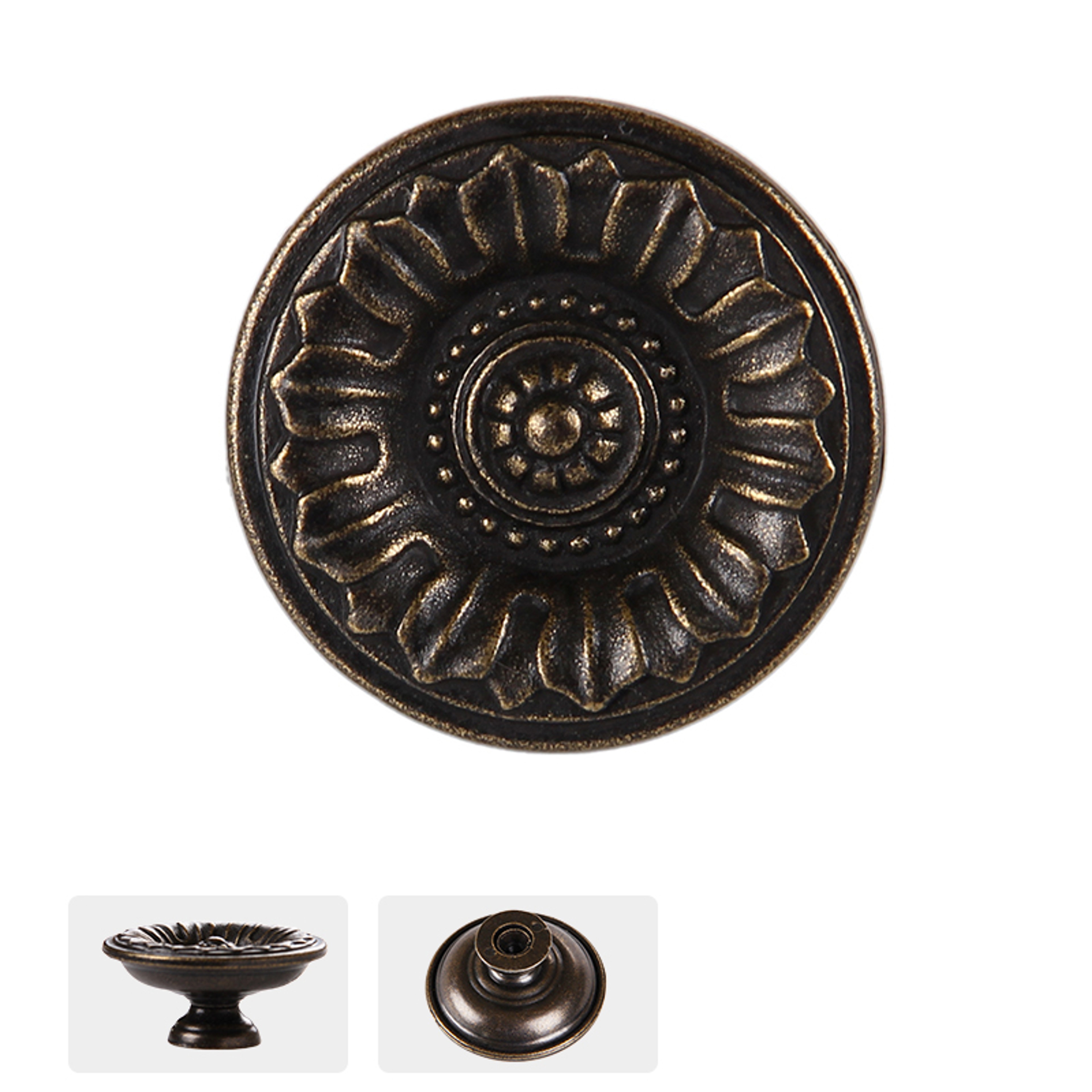 Antique Bronze Round Cabinet Knob for Drawers and Cupboards – view 2