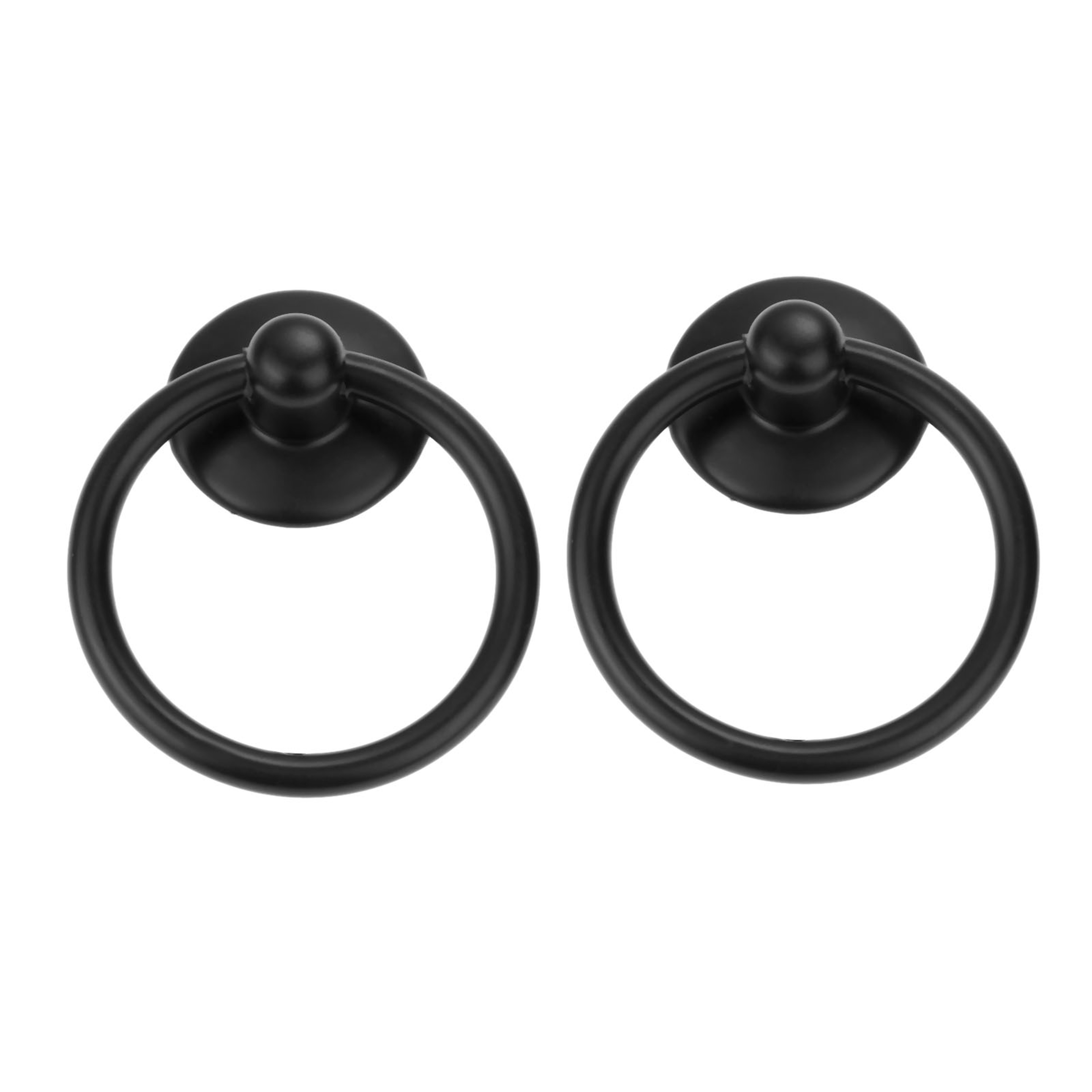 Vintage Black Ring Pull Cabinet Handles Set 3