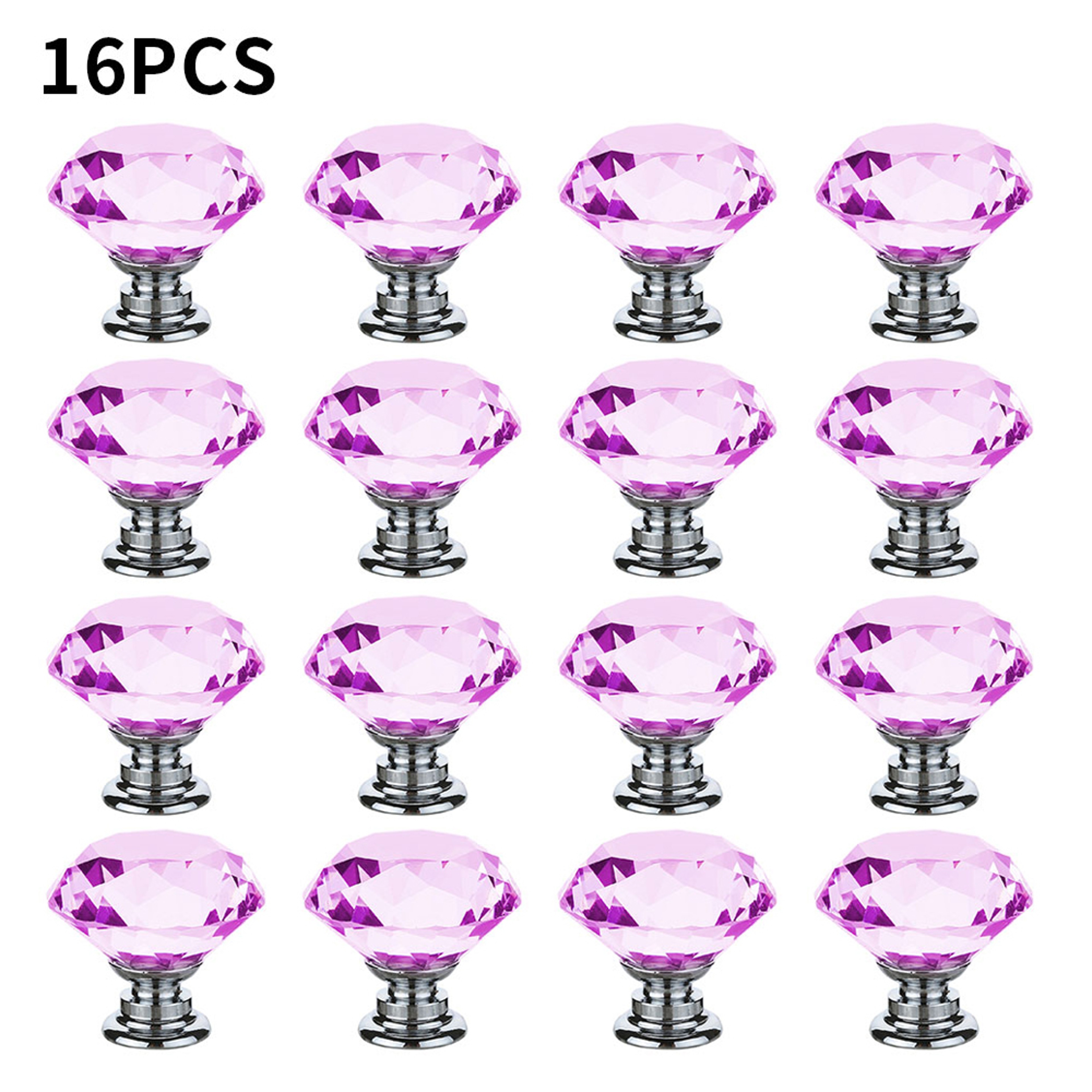 Pink Acrylic Crystal Drawer Pull Handles Diamond Shaped Cabinet Knobs for Furniture – view 1