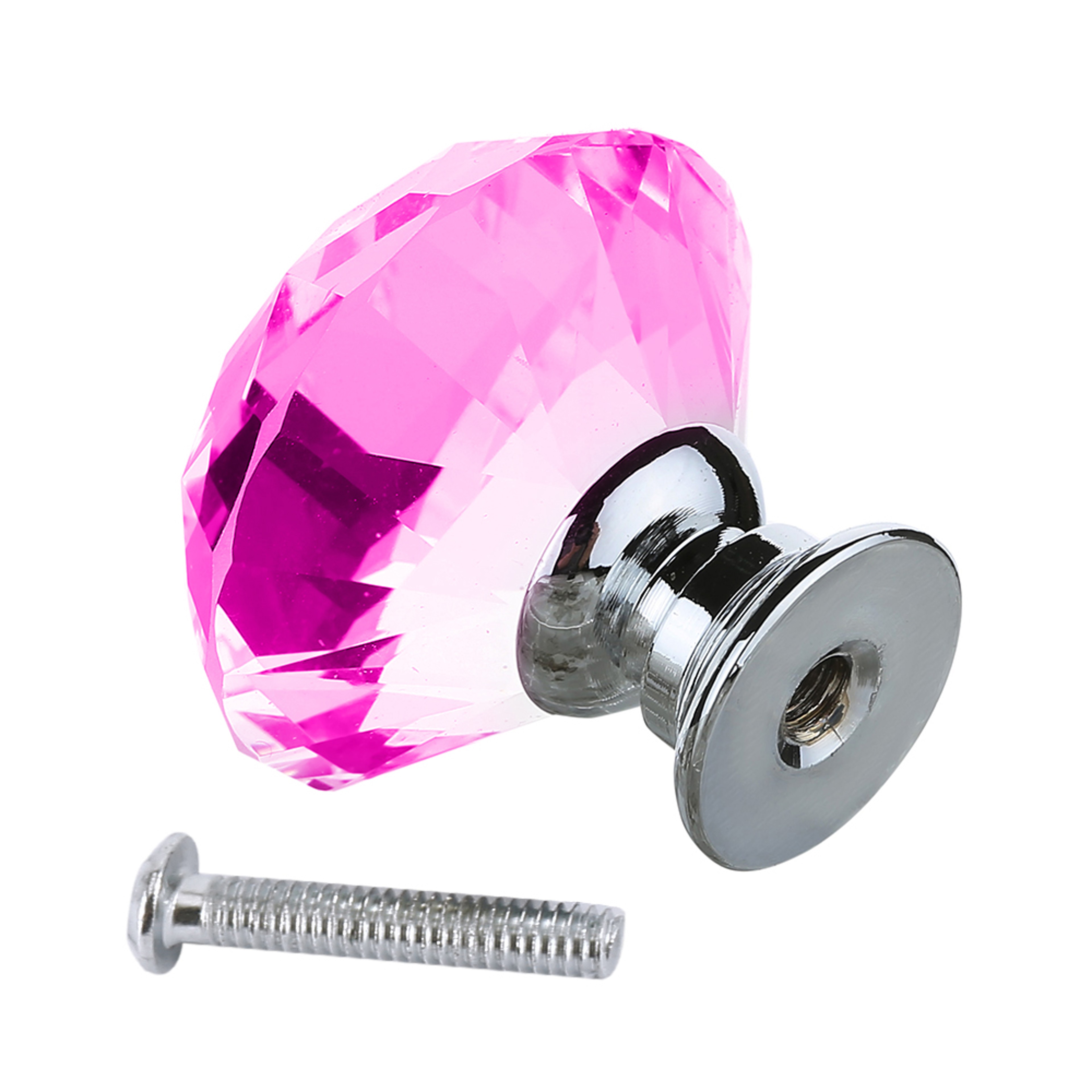 Pink Acrylic Crystal Drawer Pull Handles Diamond Shaped Cabinet Knobs for Furniture – view 4