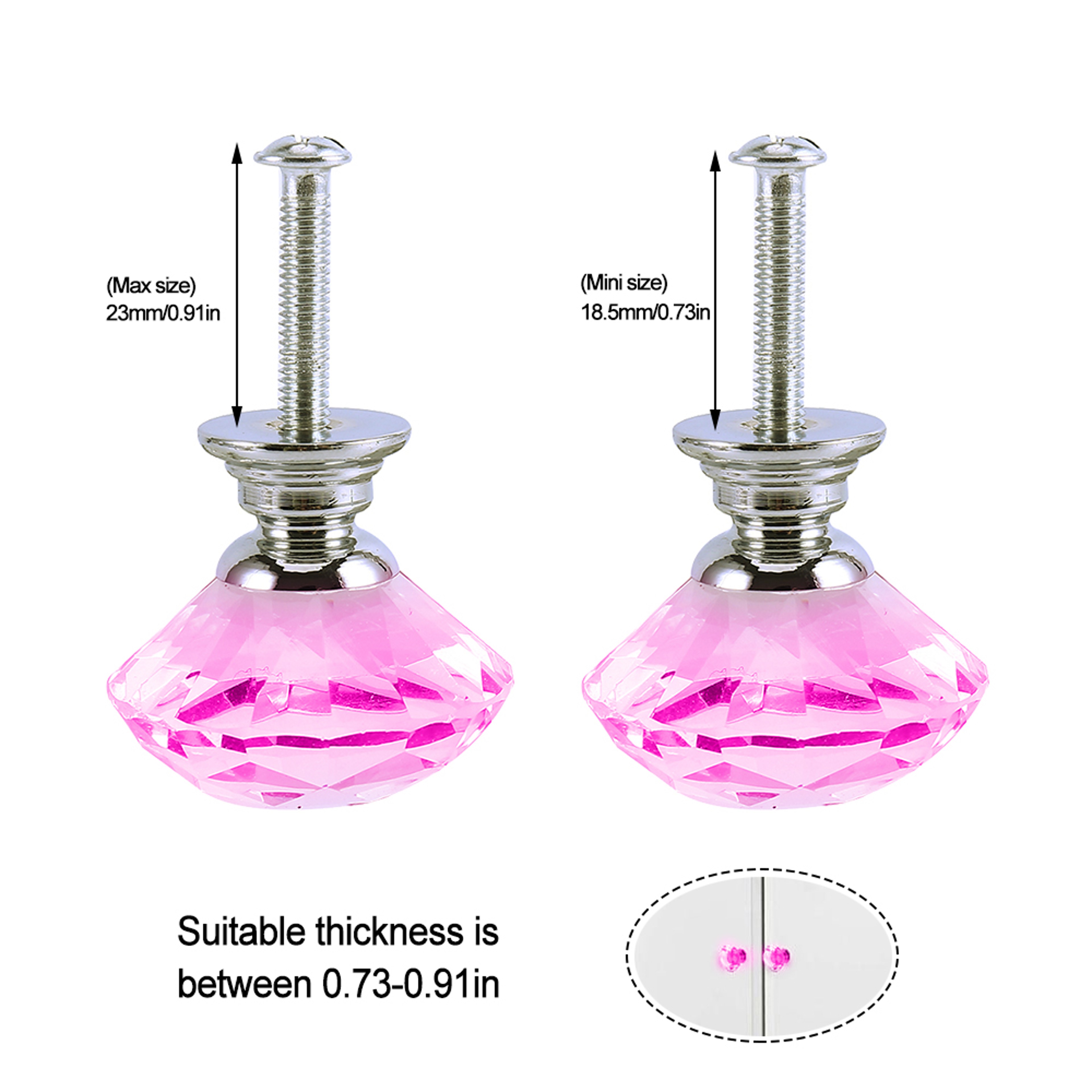 Pink Acrylic Crystal Drawer Pull Handles Diamond Shaped Cabinet Knobs for Furniture – view 5