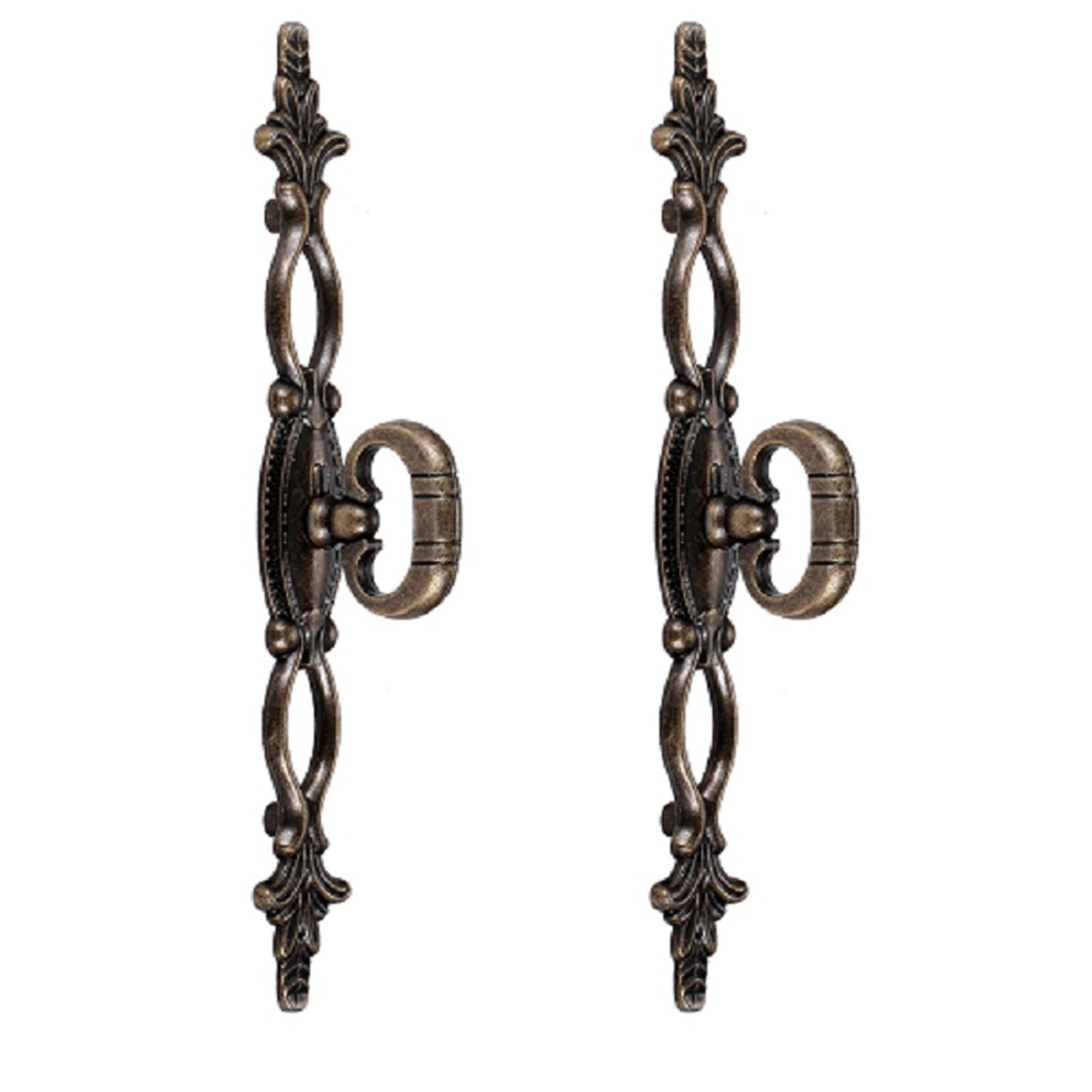 Antique Bronze Flower Pull Handles Vintage Lacework Cabinet Knobs – view 1