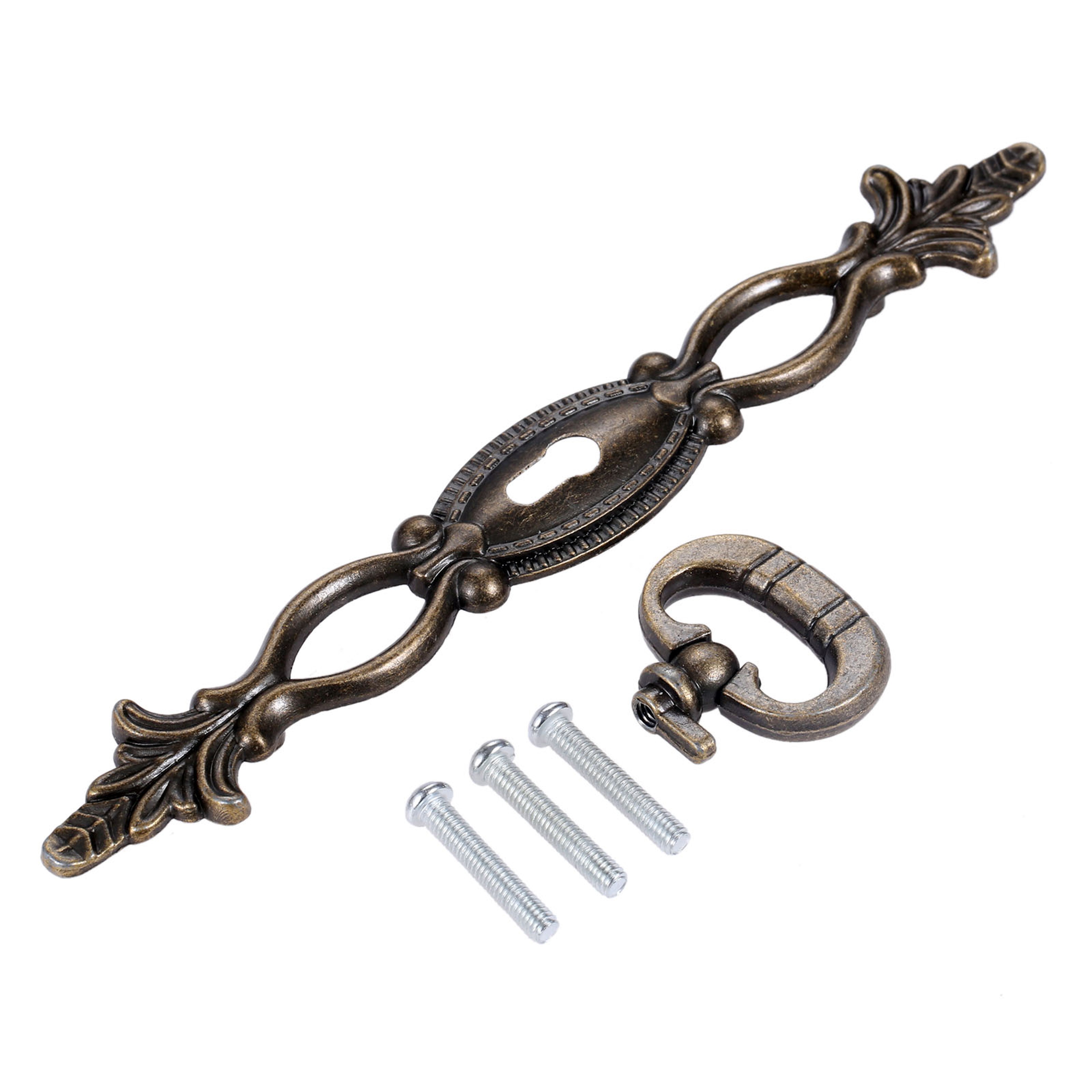 Antique Bronze Flower Pull Handles Vintage Lacework Cabinet Knobs – view 3