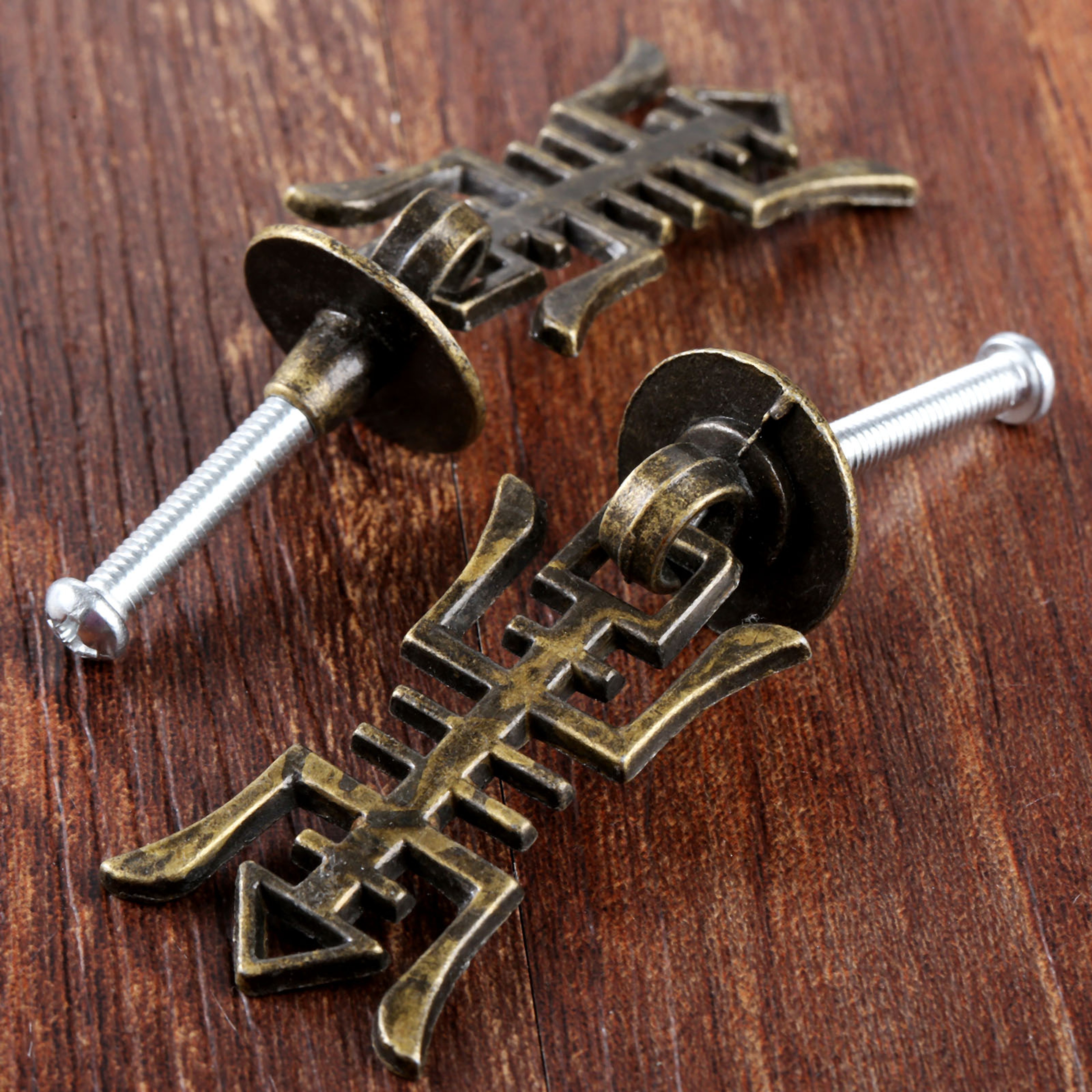Vintage Chinese Antique Bronze Drawer Pulls for Cabinets and Jewelry Boxes – view 6