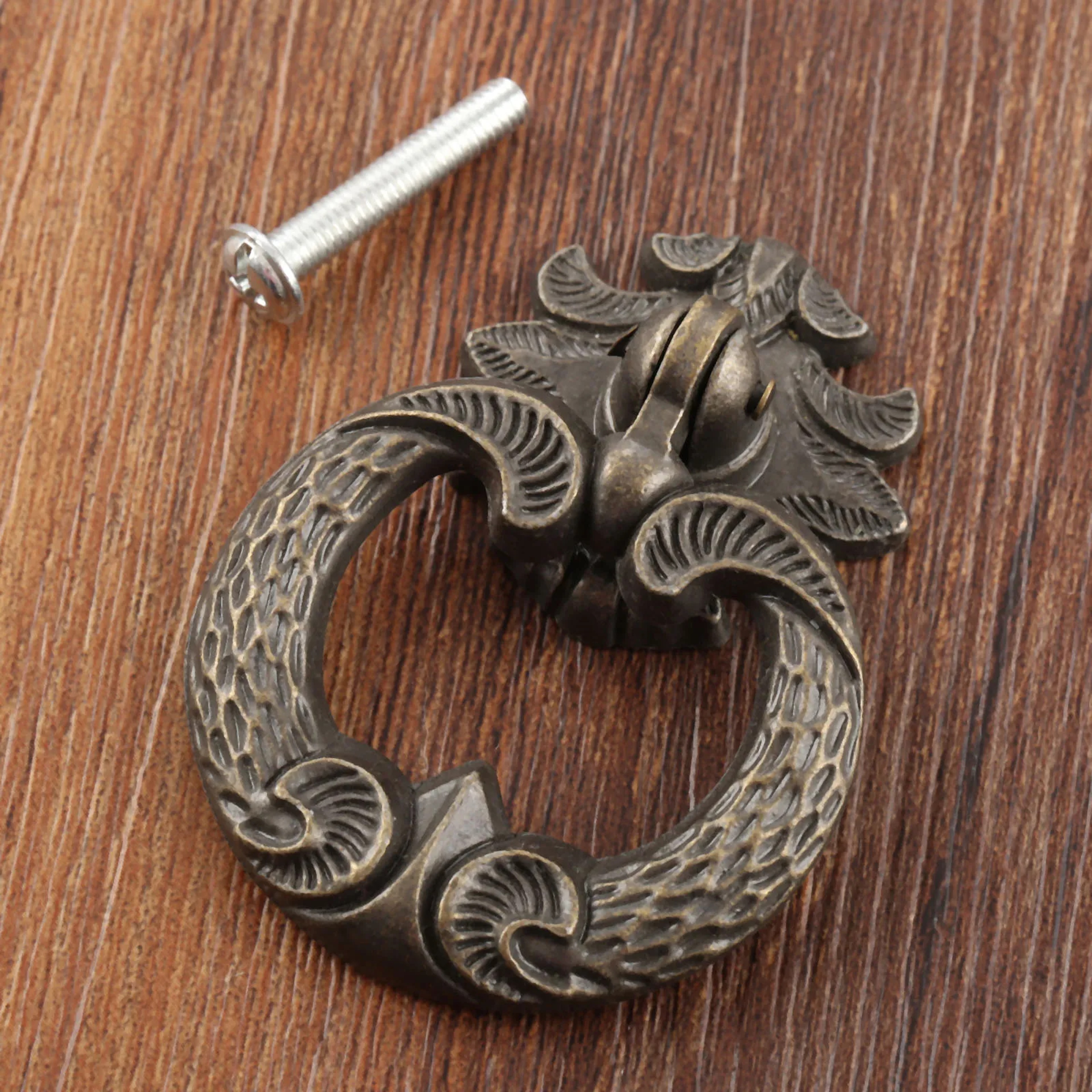 Vintage Antique Bronze Cabinet Drawer Pull Retro Lace Handle for Kitchen, Wardrobe, and Cupboard – view 1