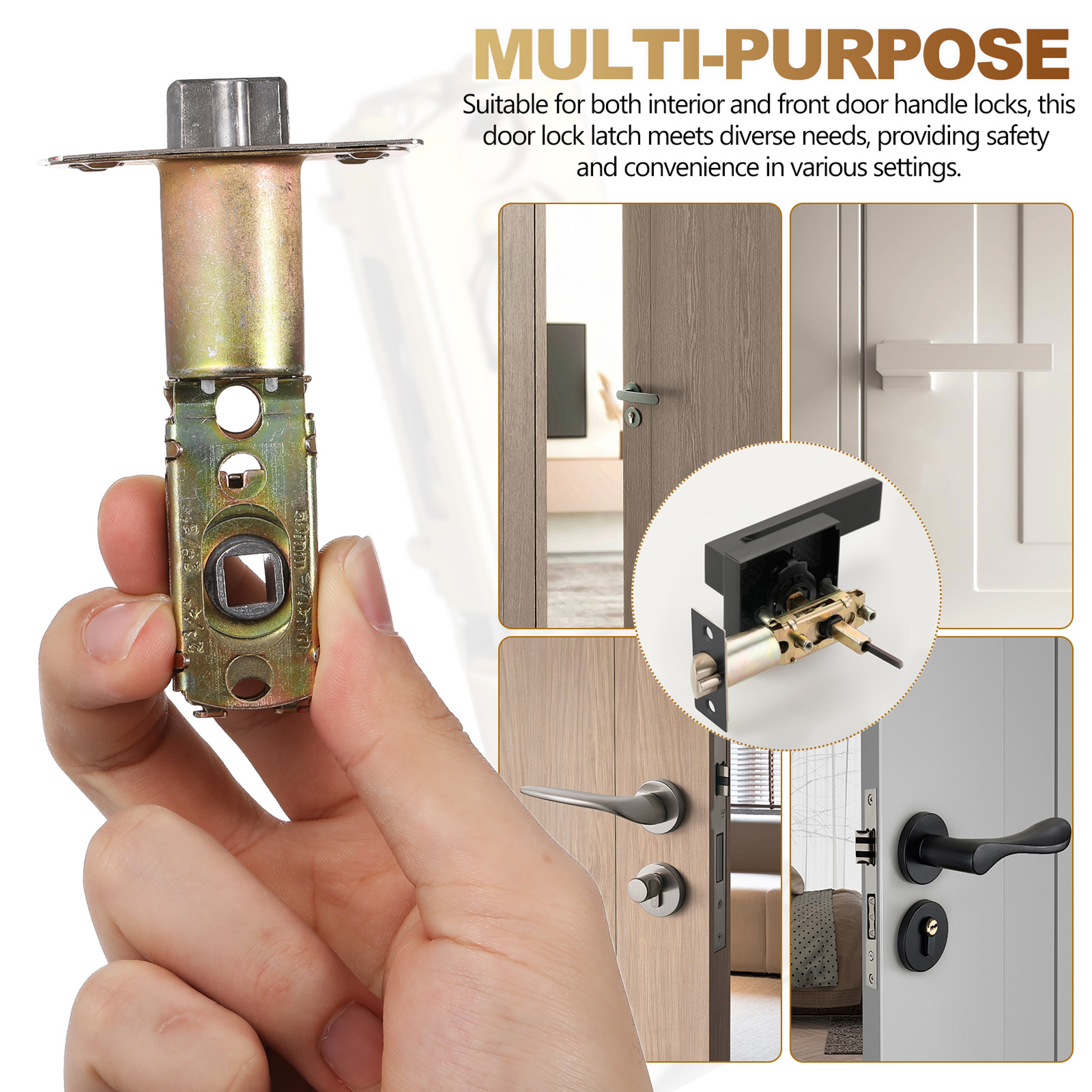 Adjustable Zinc Alloy Door Latch Replacement for Interior and Front Doors – view 5