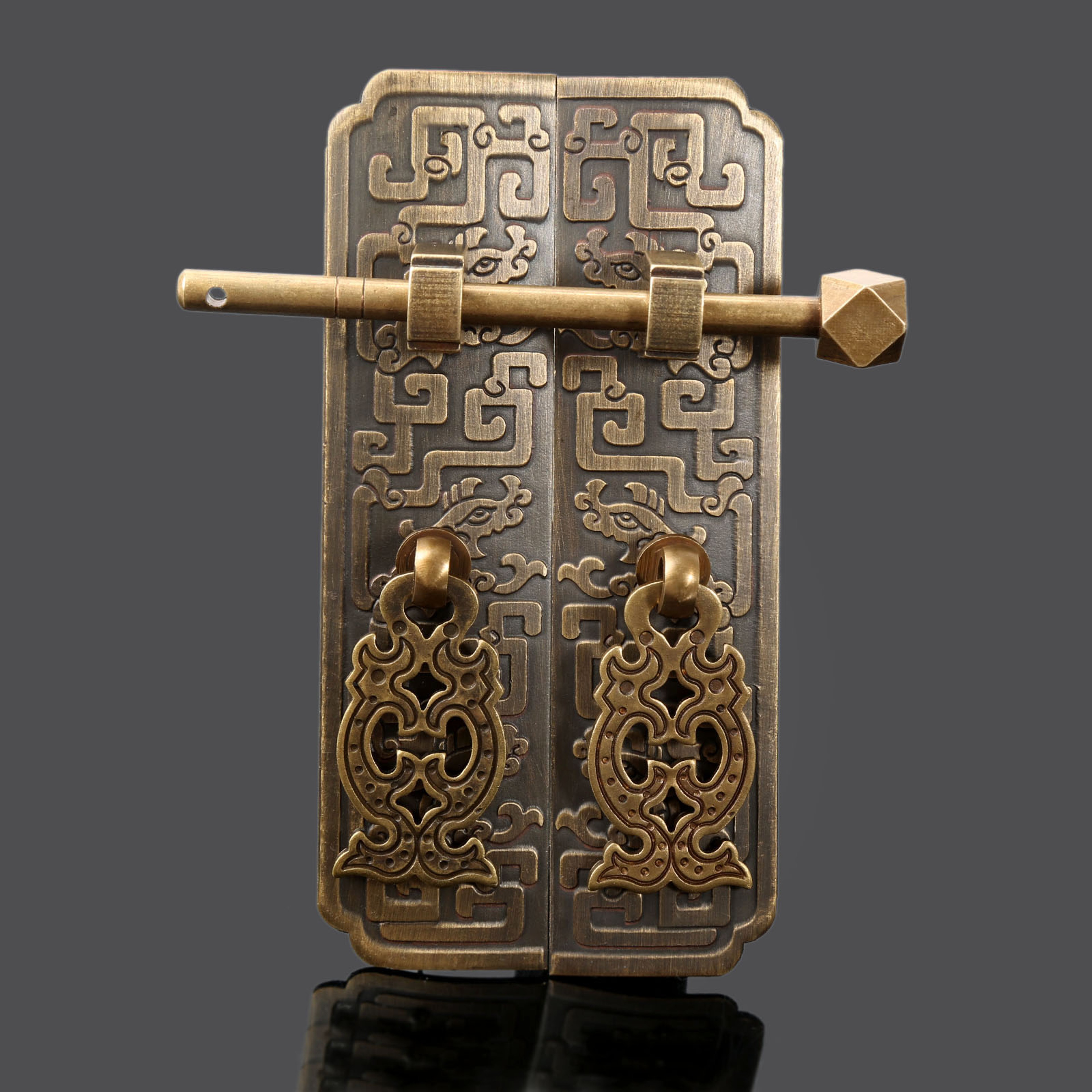 Antique Chinese Cabinet Lock Brass Cabinet Latch Pull – view 3