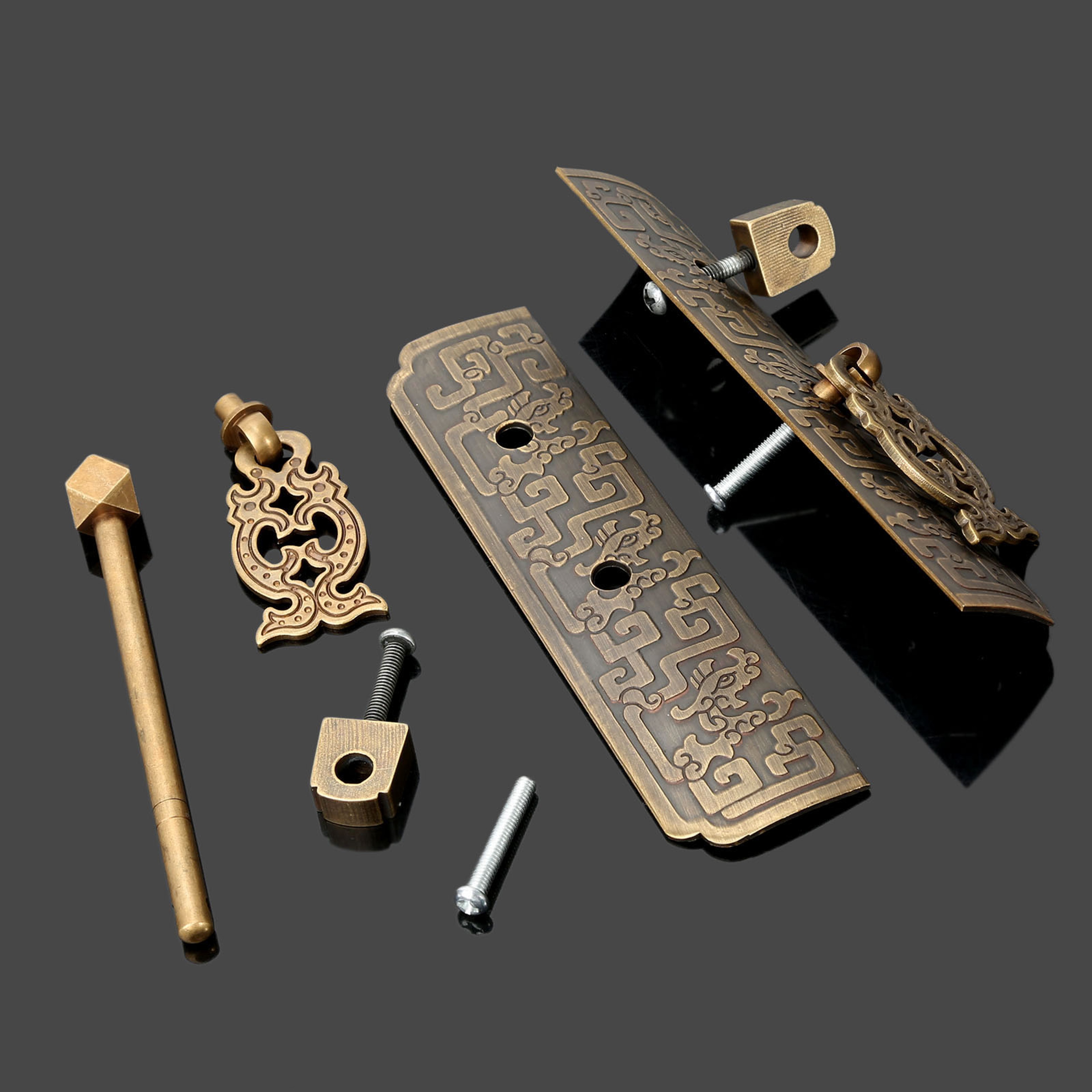 Antique Chinese Cabinet Lock Brass Cabinet Latch Pull – view 5