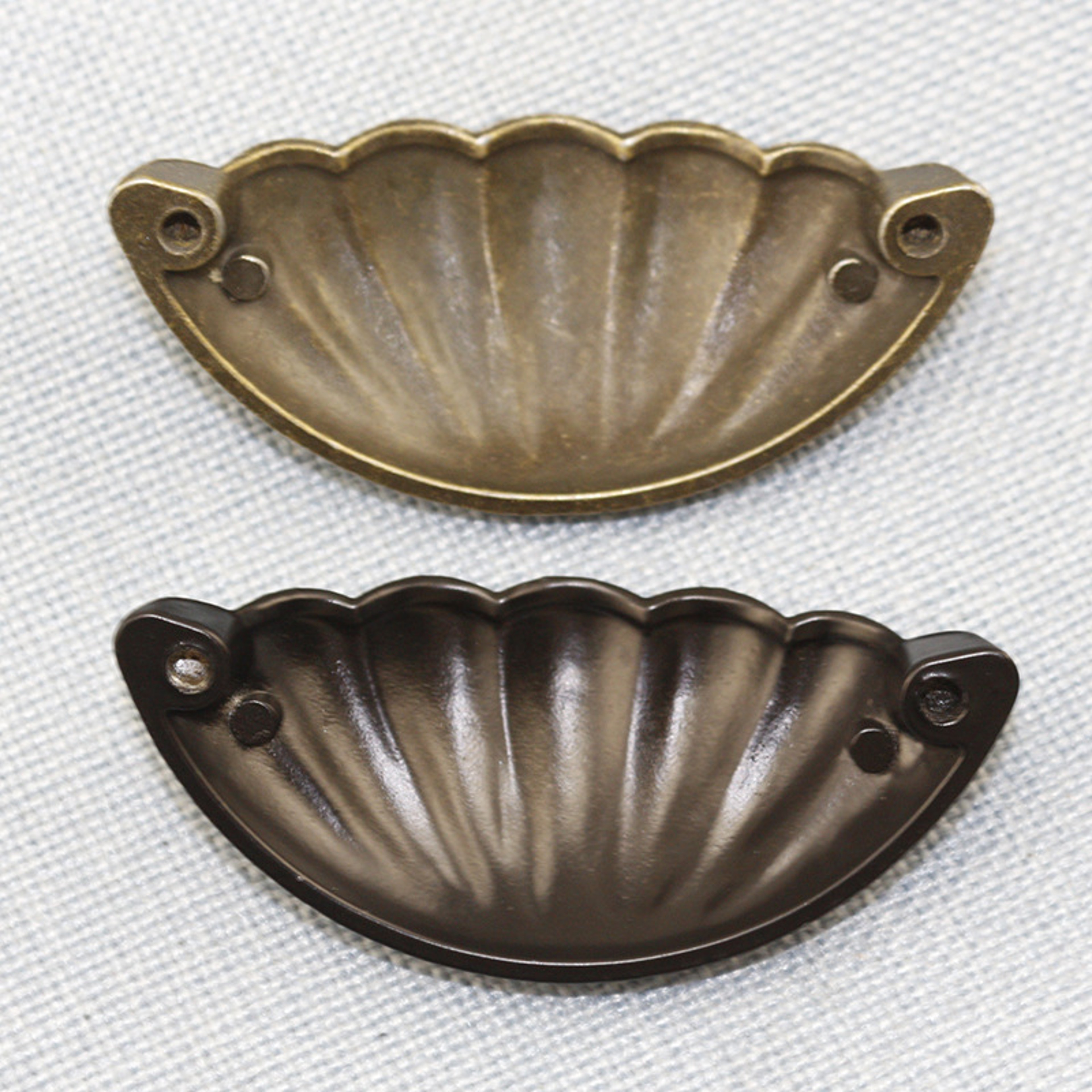 Antique Brass Shell Knob Vintage Cabinet Drawer Pull Handle 4