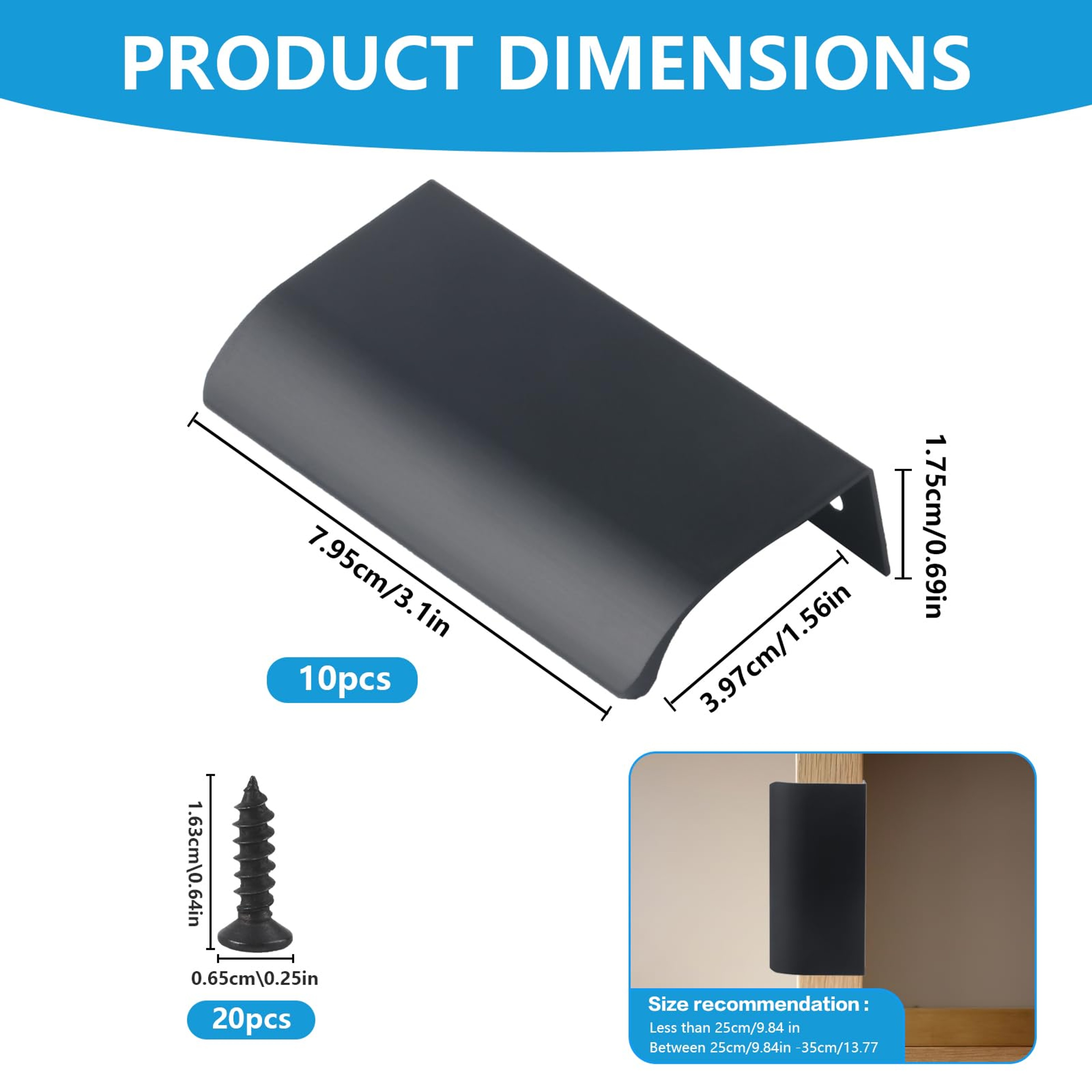 Black Hidden Cabinet Handles for Modern Drawers – view 7
