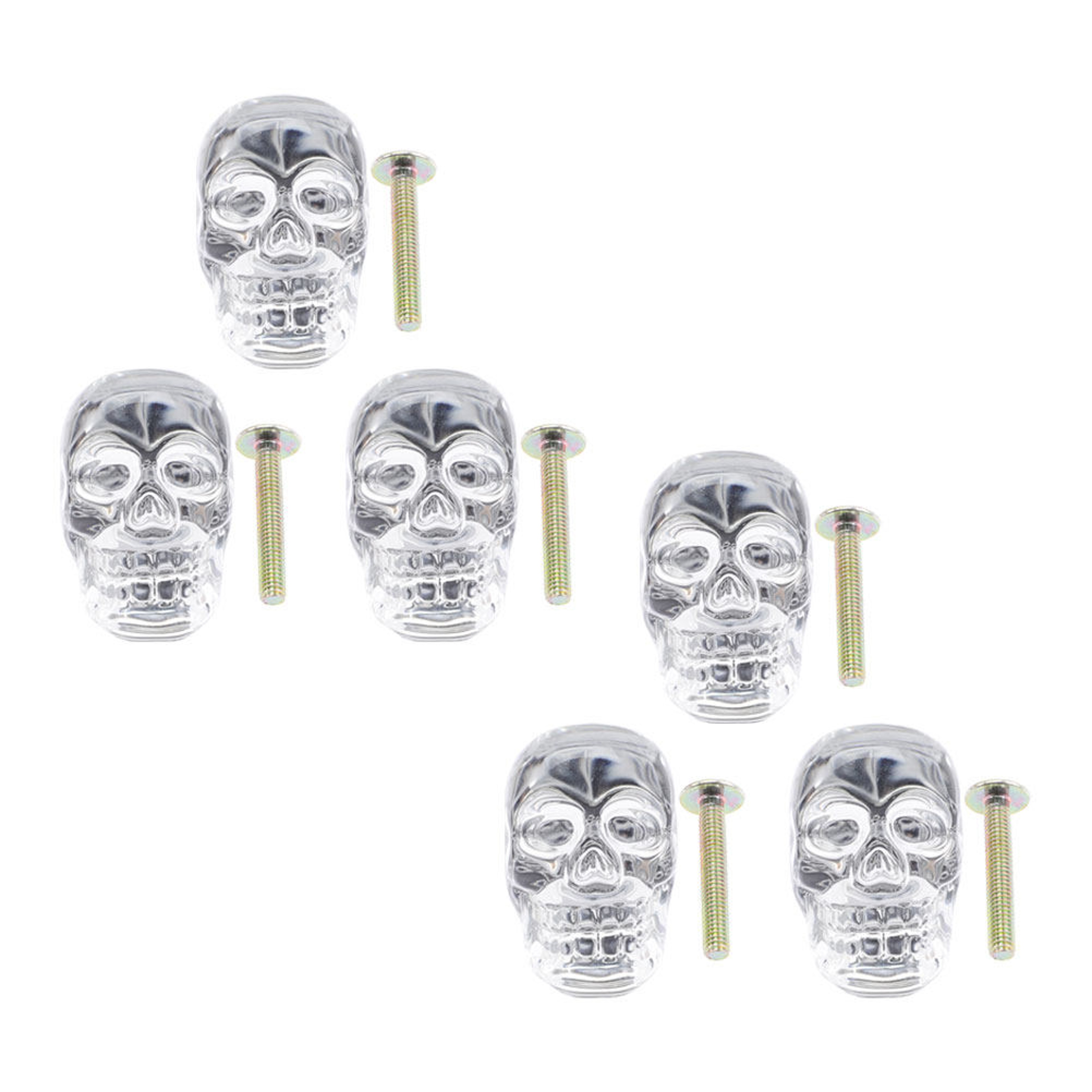 Crystal Skull Glass Cabinet Knobs Set for Gothic Drawers Dressers and Cupboards – view 1