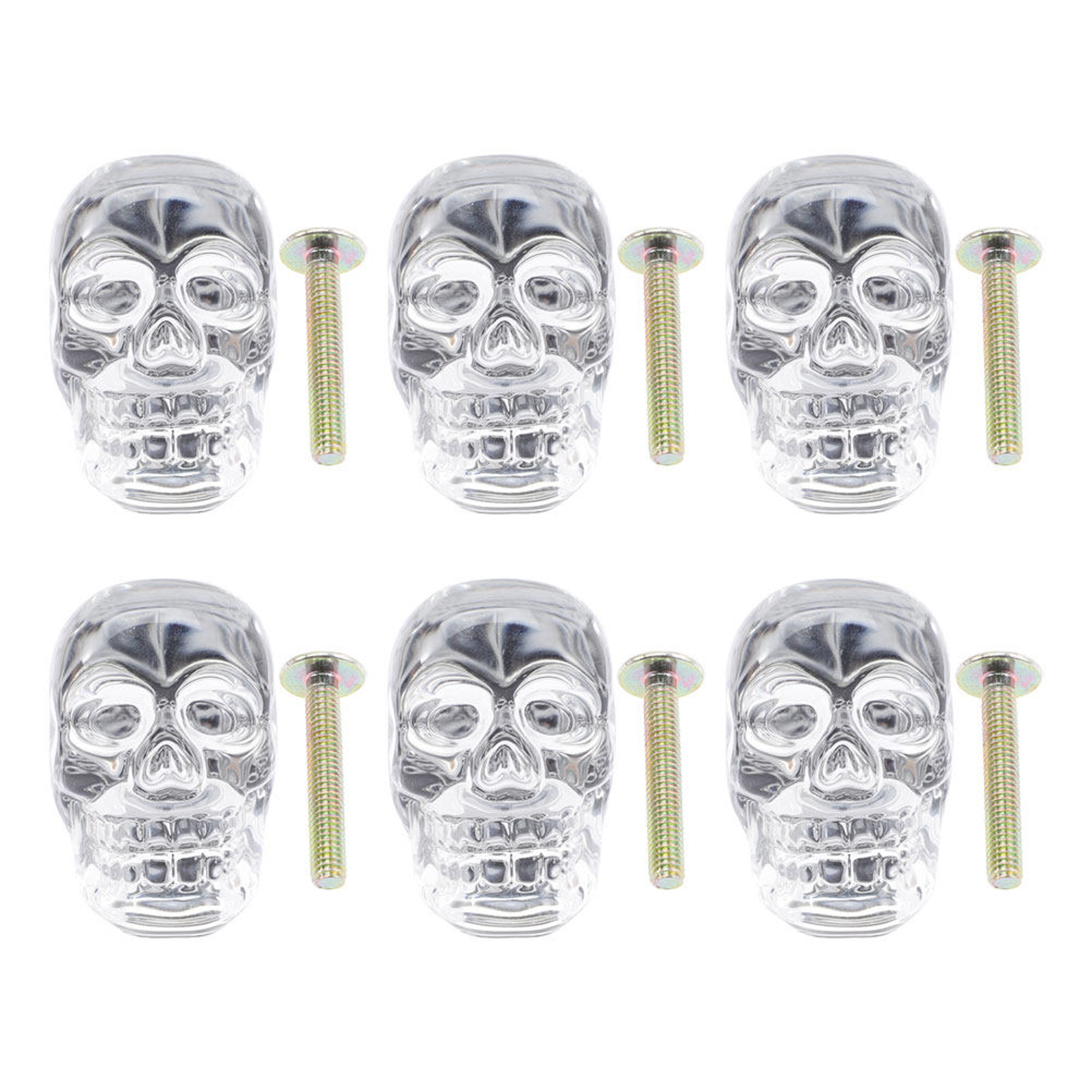 Crystal Skull Glass Cabinet Knobs Set for Gothic Drawers Dressers and Cupboards – view 5