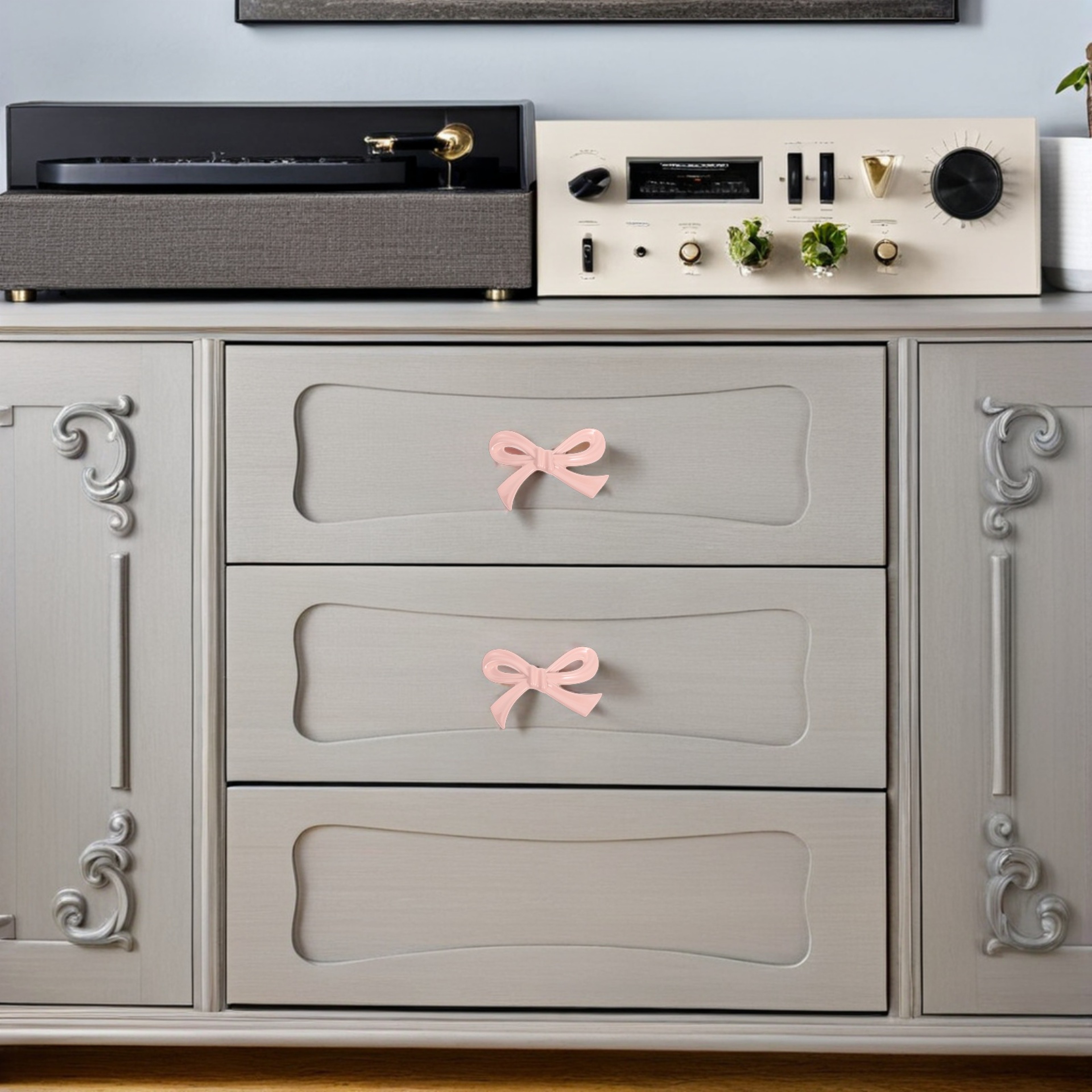 Metal Bow Furniture Drawer Pulls Bow Knot Cabinet Knobs Handles – view 3