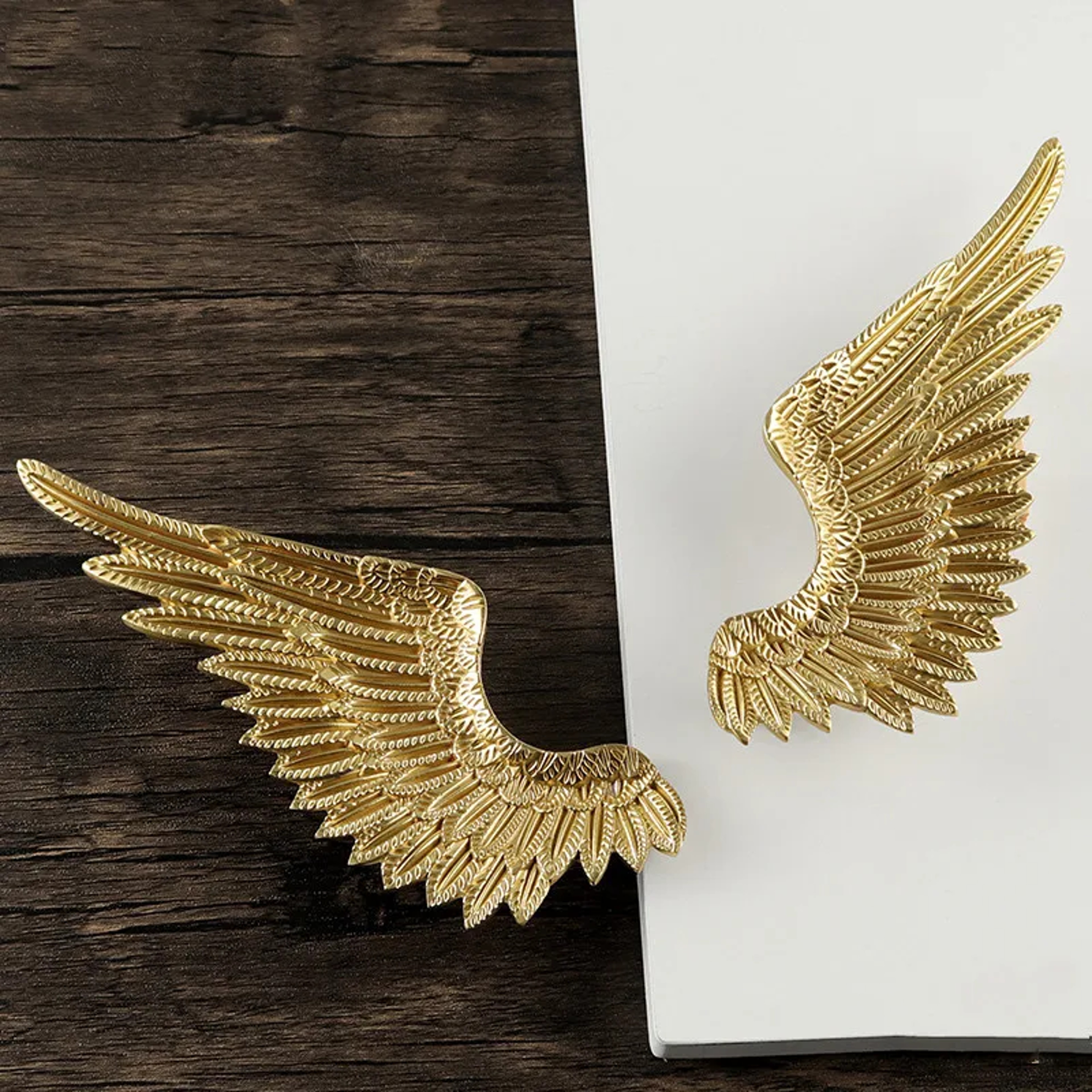Brass Angel Wing Cabinet Knobs Gold Nordic Drawer Pulls – view 1