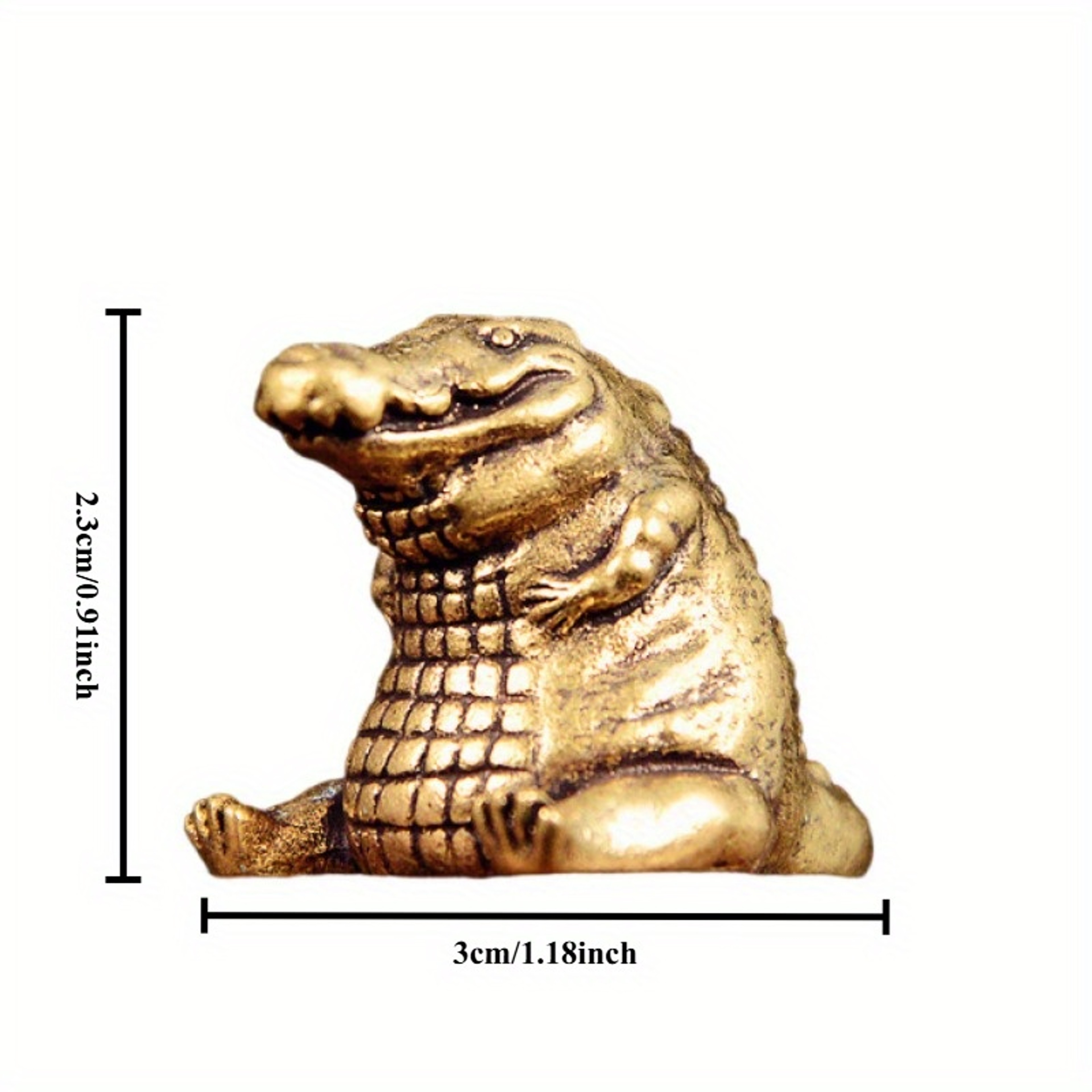 Vintage Brass Crocodile Figurine Mini Desktop Decor 5