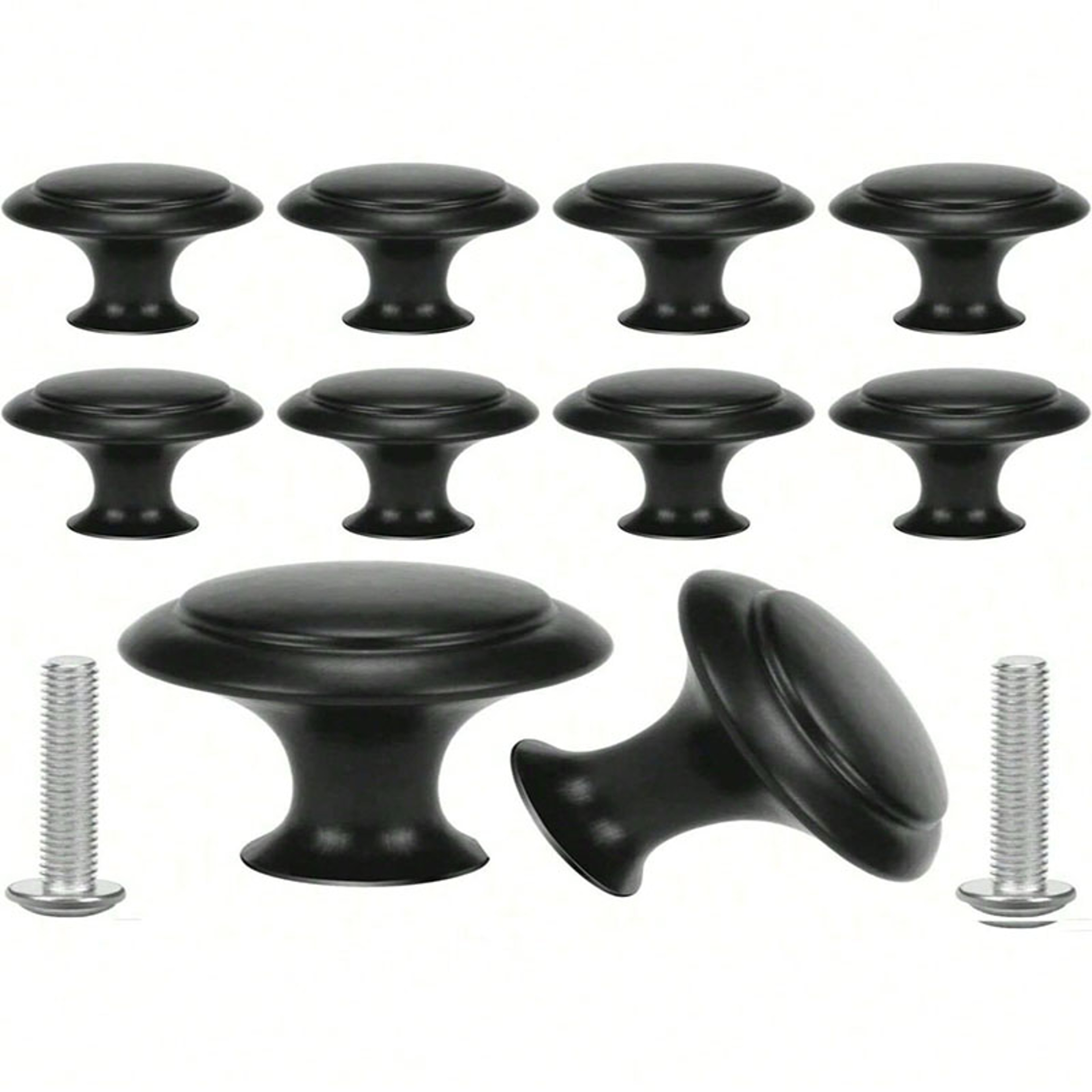 Matte Black Cabinet Knobs Round Drawer Pulls 1