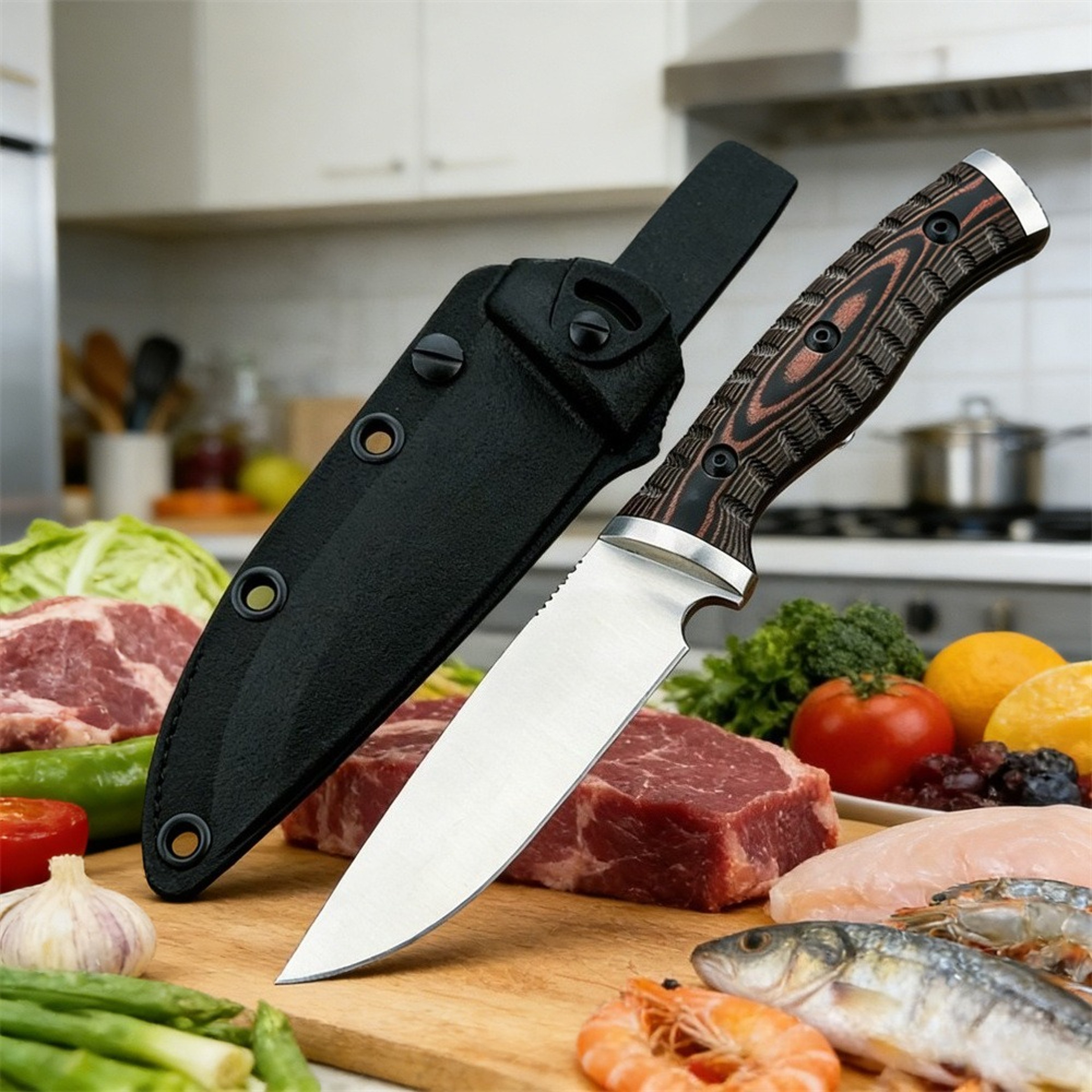 Steel Fixed Blade Utility Knife with Handle and Sheath – view 7