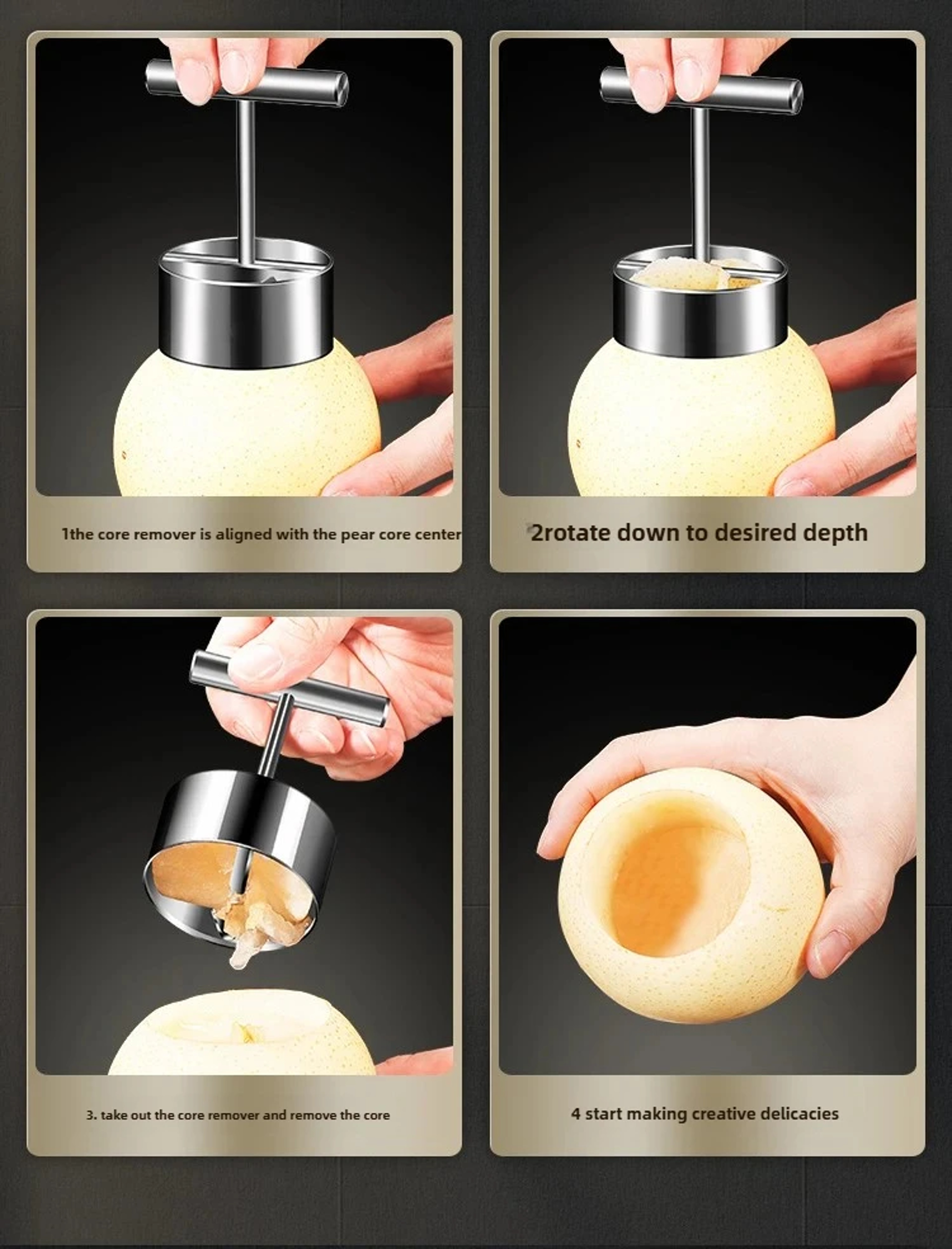 Stainless Steel Apple Corer Tool Easy Twist Fruit Core Remover for Apples and Pears – view 6