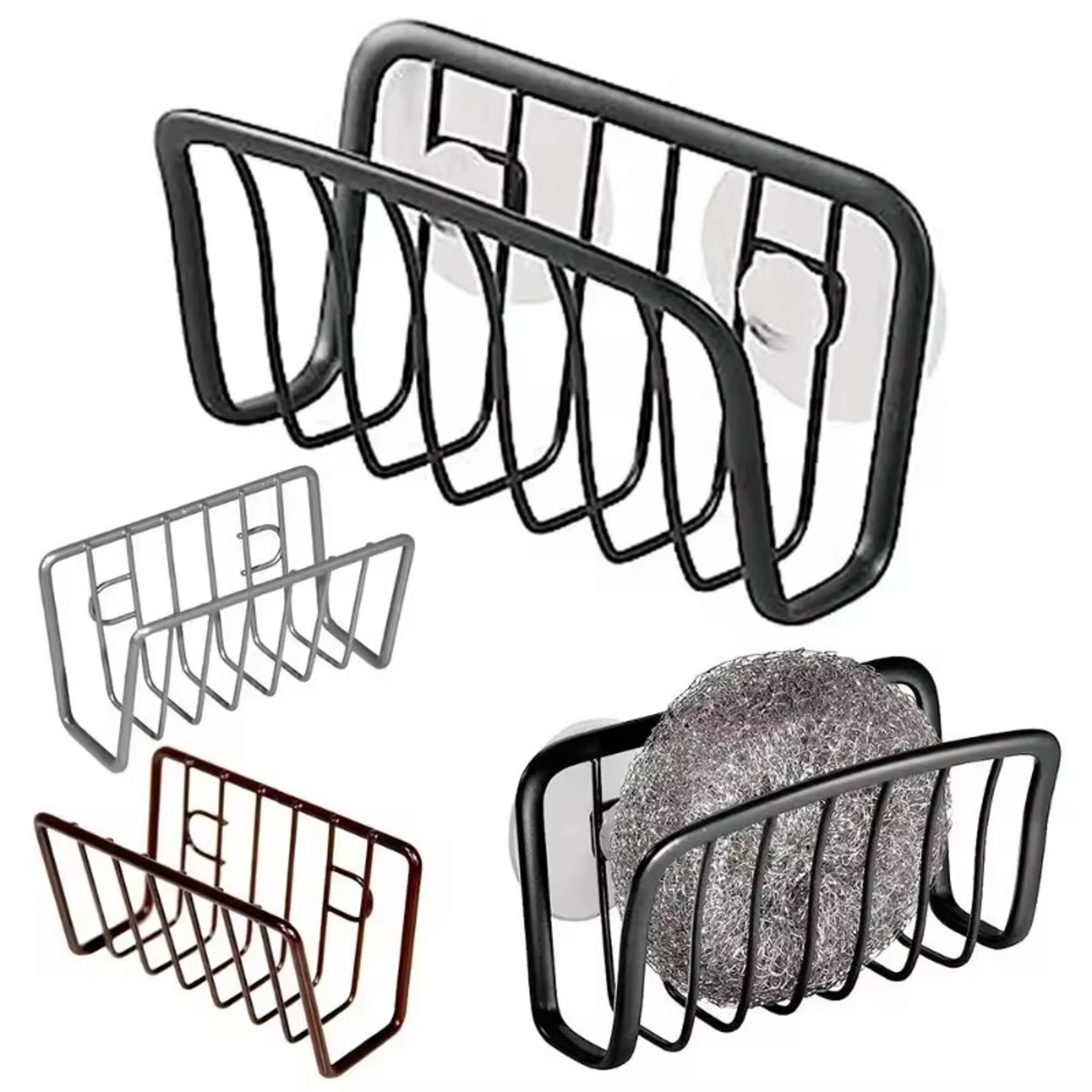 Suction Cup Sponge Holder Stainless Steel Sink Organizer Kitchen Caddy Rack 4