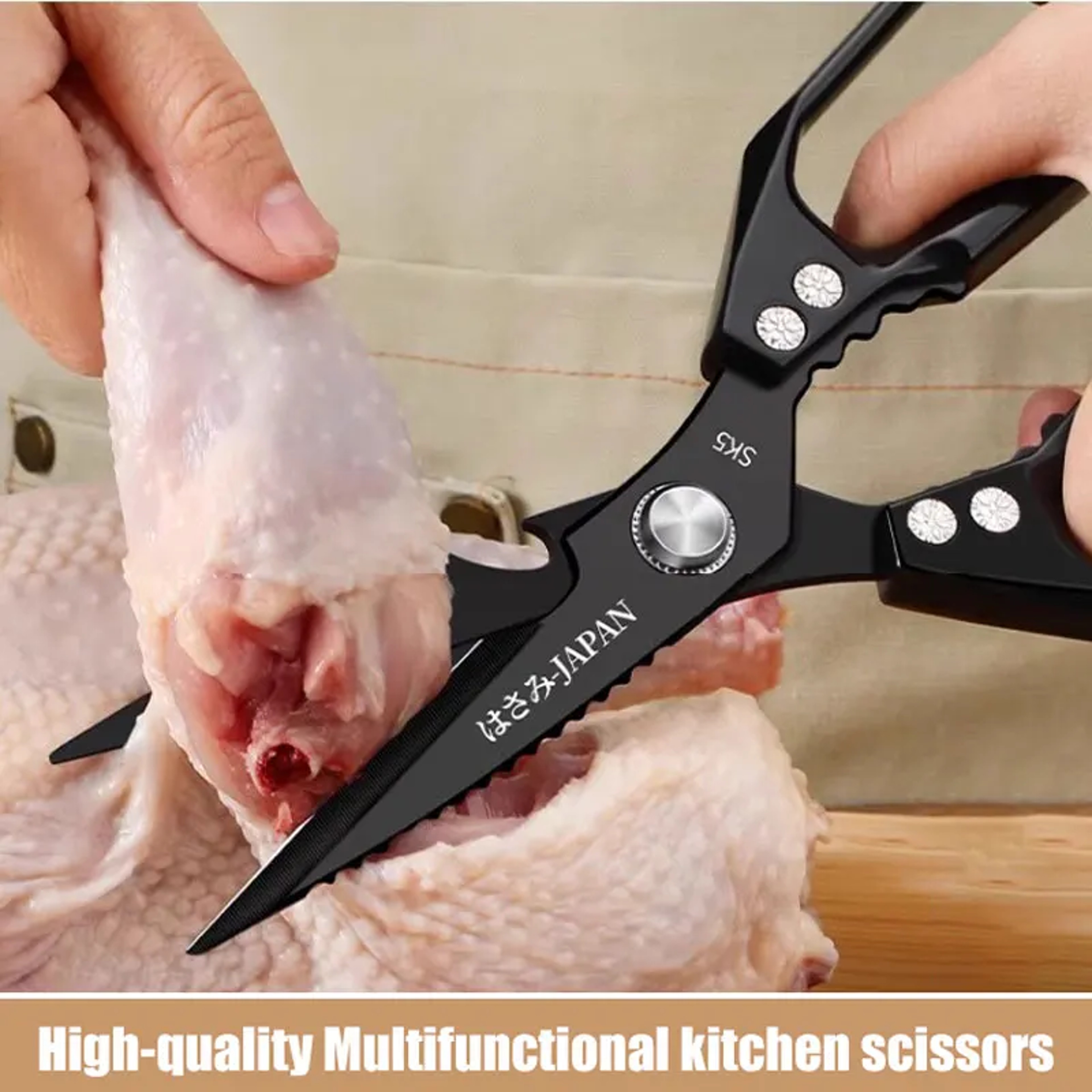 Heavy Duty Multifunctional Kitchen Scissors Chicken Bone & Kitchen Shears with Bottle Opener & Scraper – view 1
