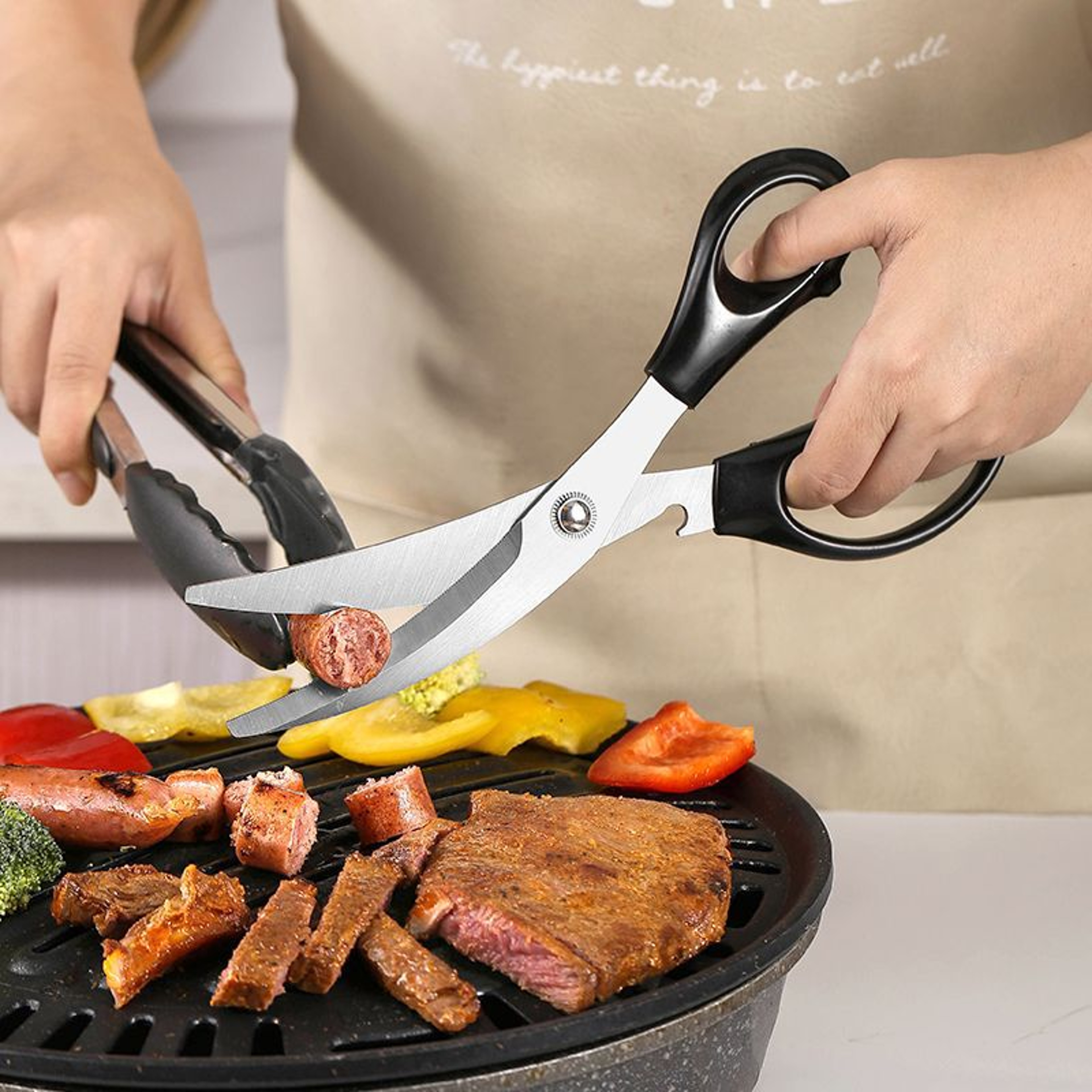 Stainless Steel BBQ Scissors Kitchen Shears For Meat Grill  Vegetables 1