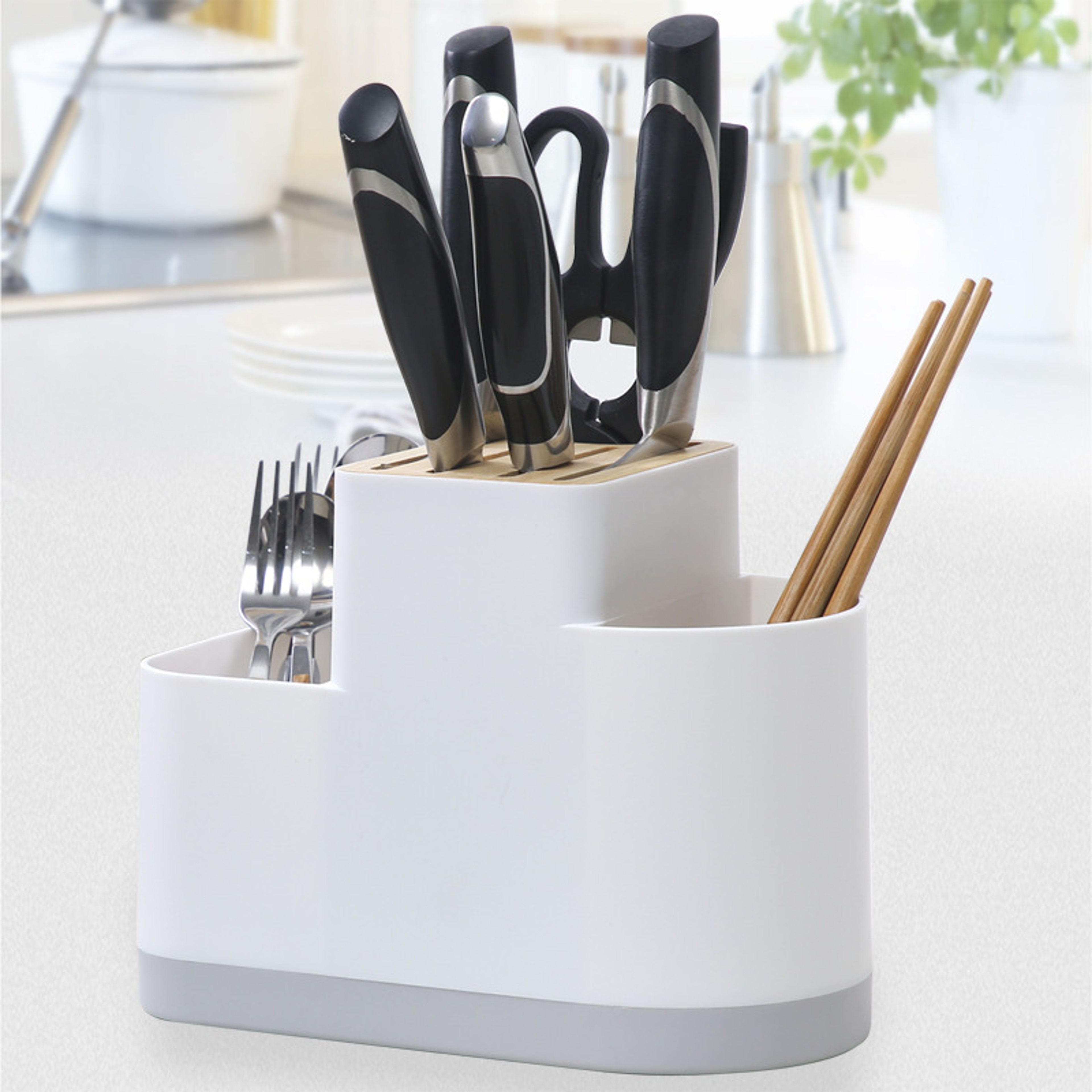 Kitchen Knife  Utensils Holder Caddy Cutlery Organizer For Countertop 0